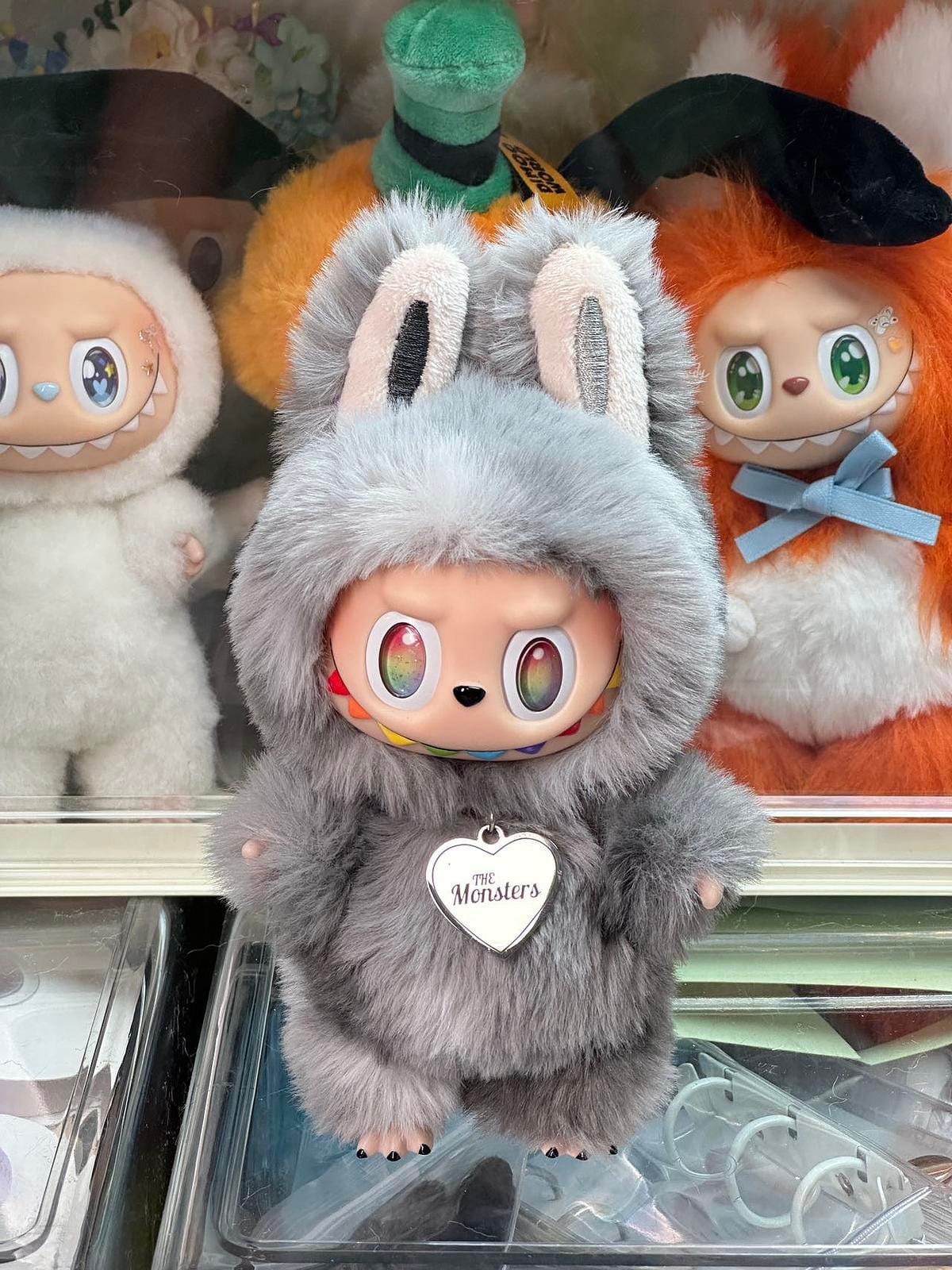 Handmade Labubu Big Into Energy ID – Grey Plush Doll