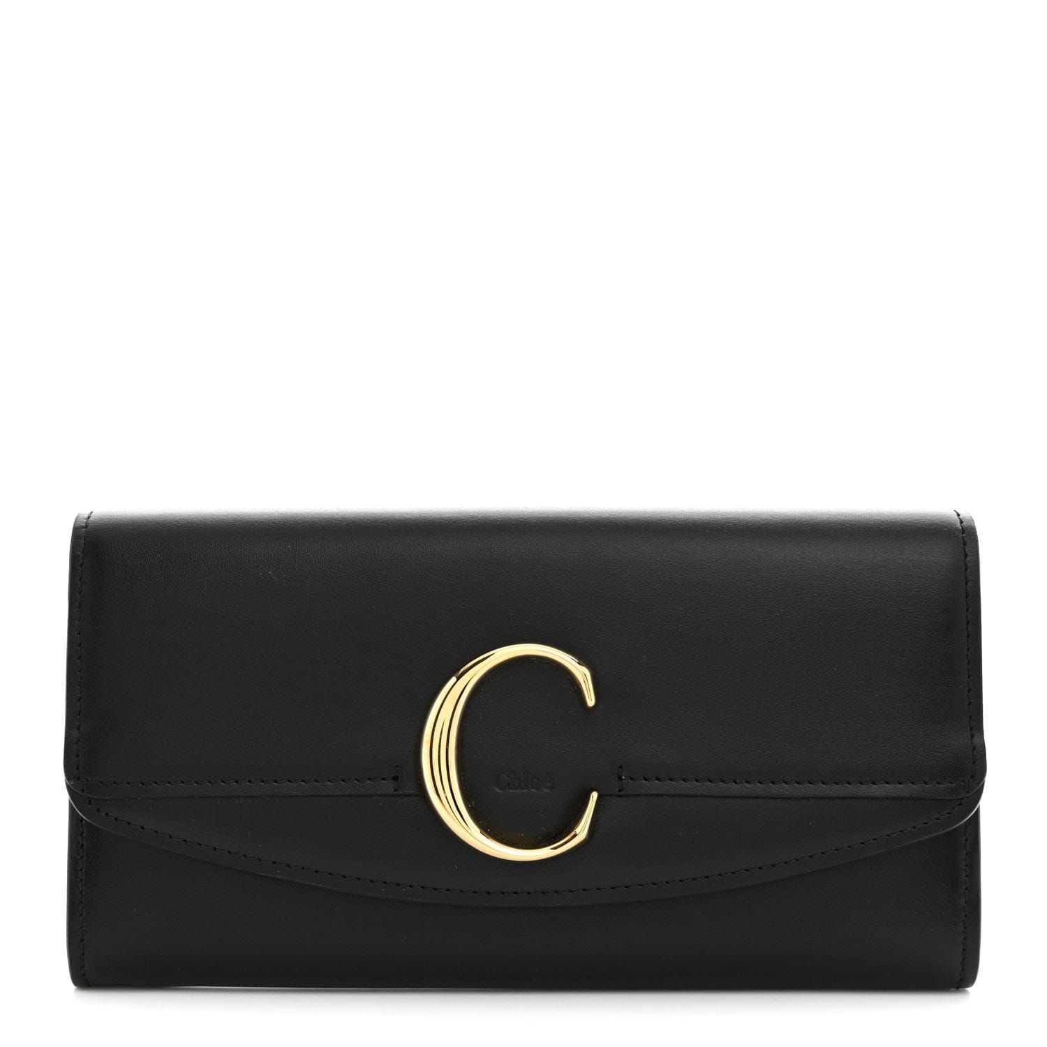 Chloe Calfskin Long Flap C Wallet Black