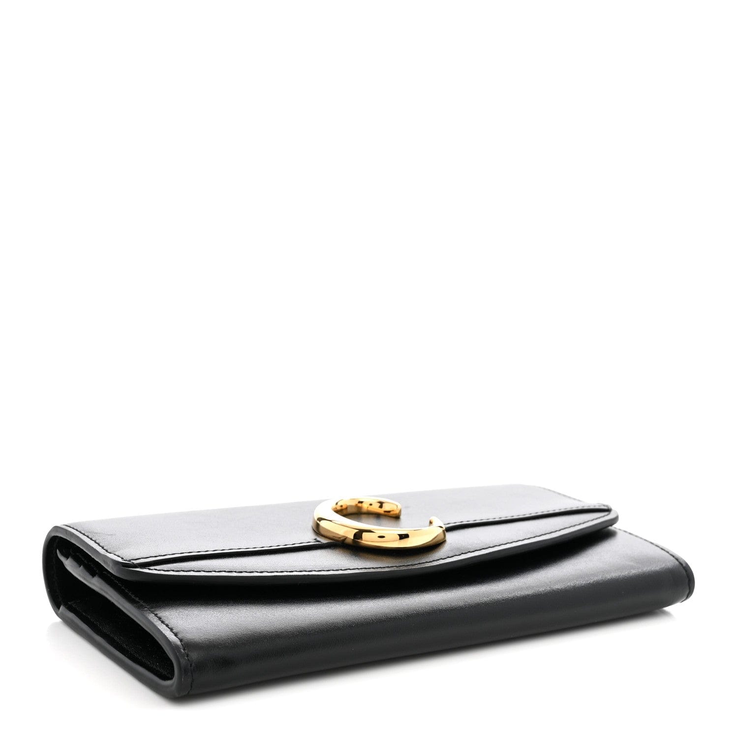 Chloe Calfskin Long Flap C Wallet Black