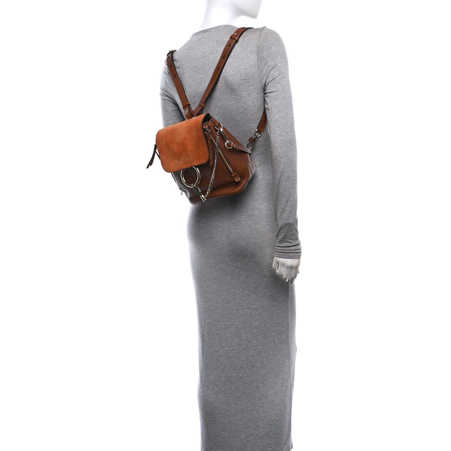 Chloe Suede Calfskin Medium Faye Backpack Tan