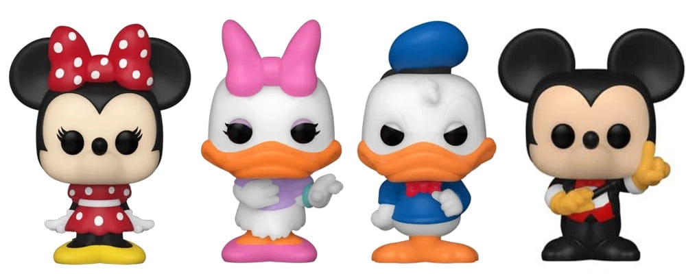 Funko Out - Of - Box Bitty Pop! Minnie Mouse, Daisy Duck, Donald Duck & Conductor Mickey Series 2 4 - Pack w/ Shelf