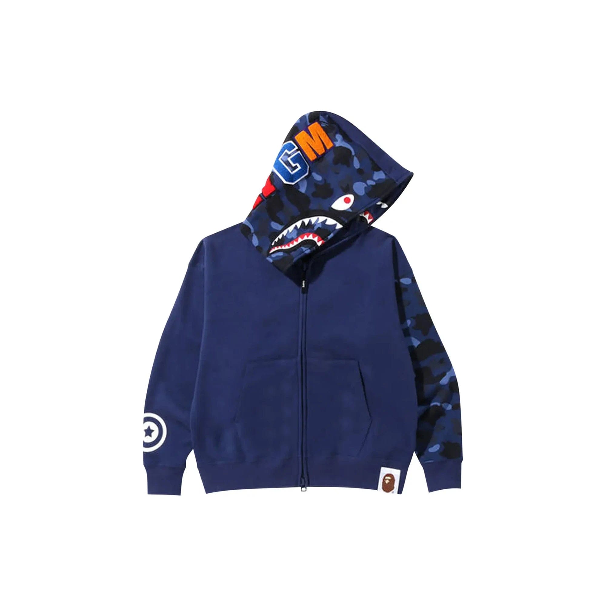 A Bathing Ape BAPE Color Camo Relaxed Fit Shark Full Zip Hoodie Navy
