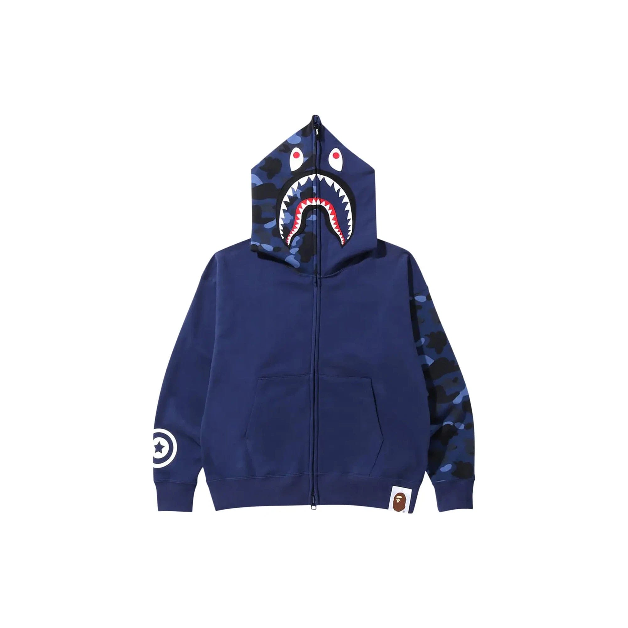 A Bathing Ape BAPE Color Camo Relaxed Fit Shark Full Zip Hoodie Navy