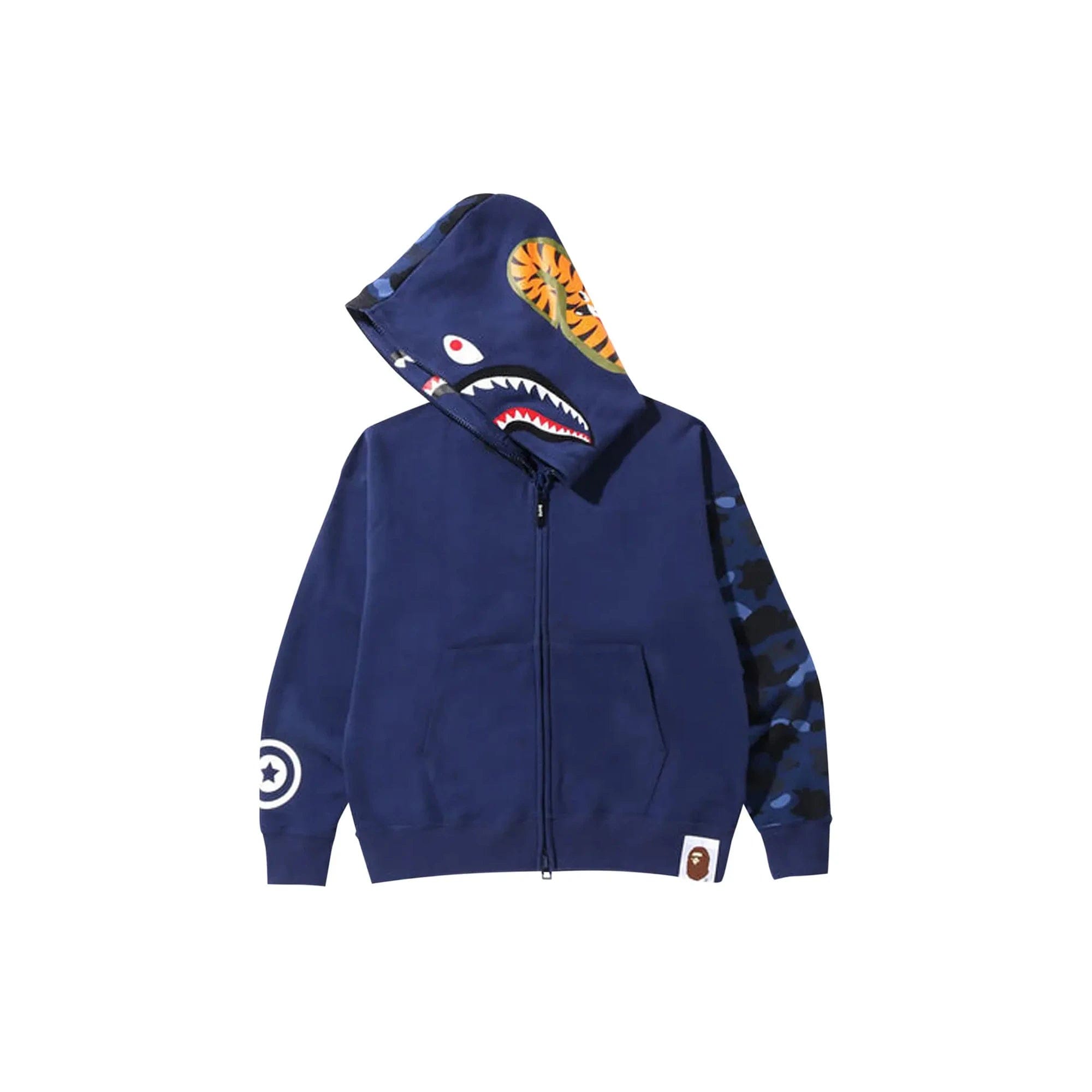 A Bathing Ape BAPE Color Camo Relaxed Fit Shark Full Zip Hoodie Navy