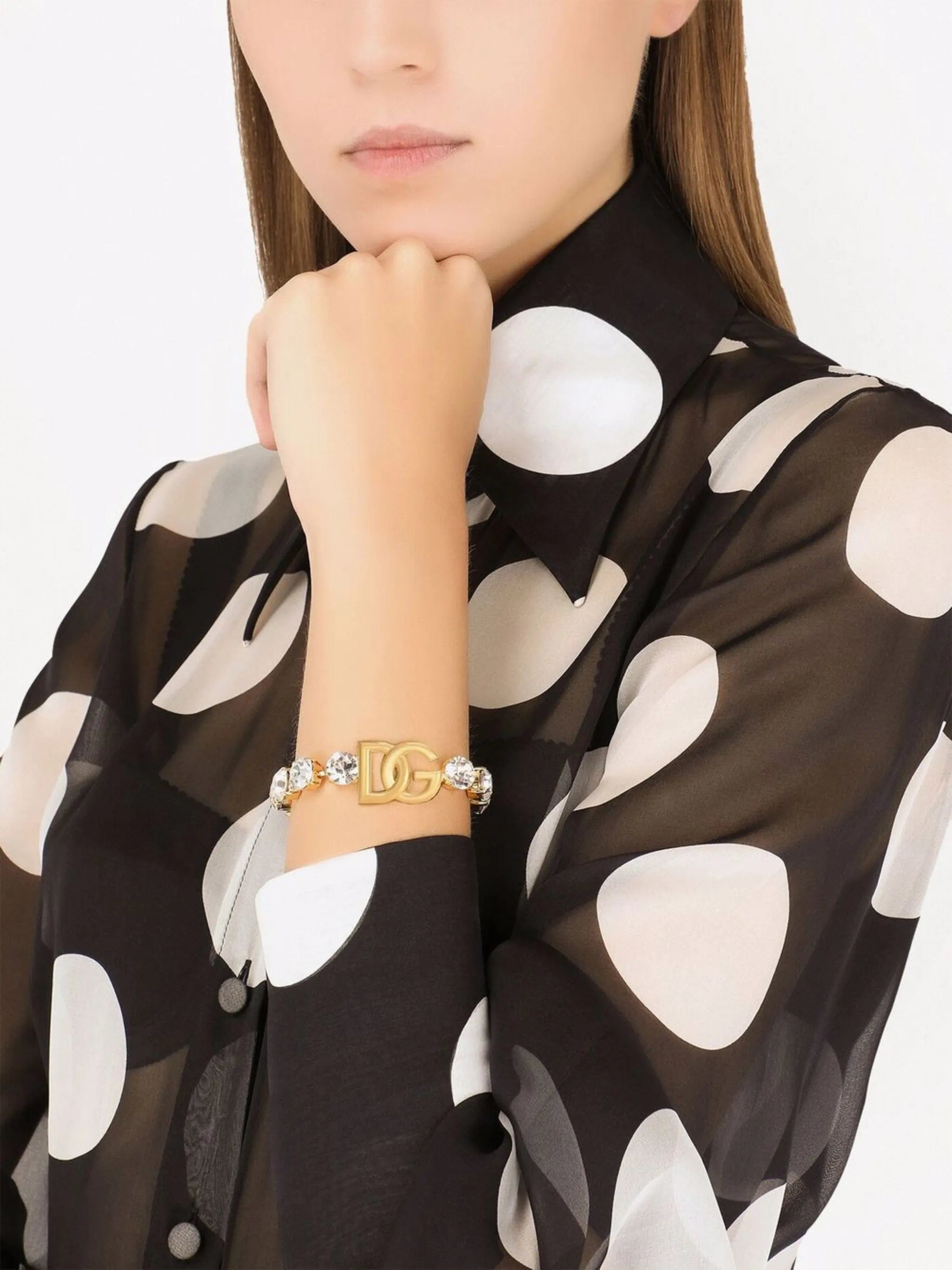 Dolce & Gabbana DG logo crystal rhinestones - embellished bracelet