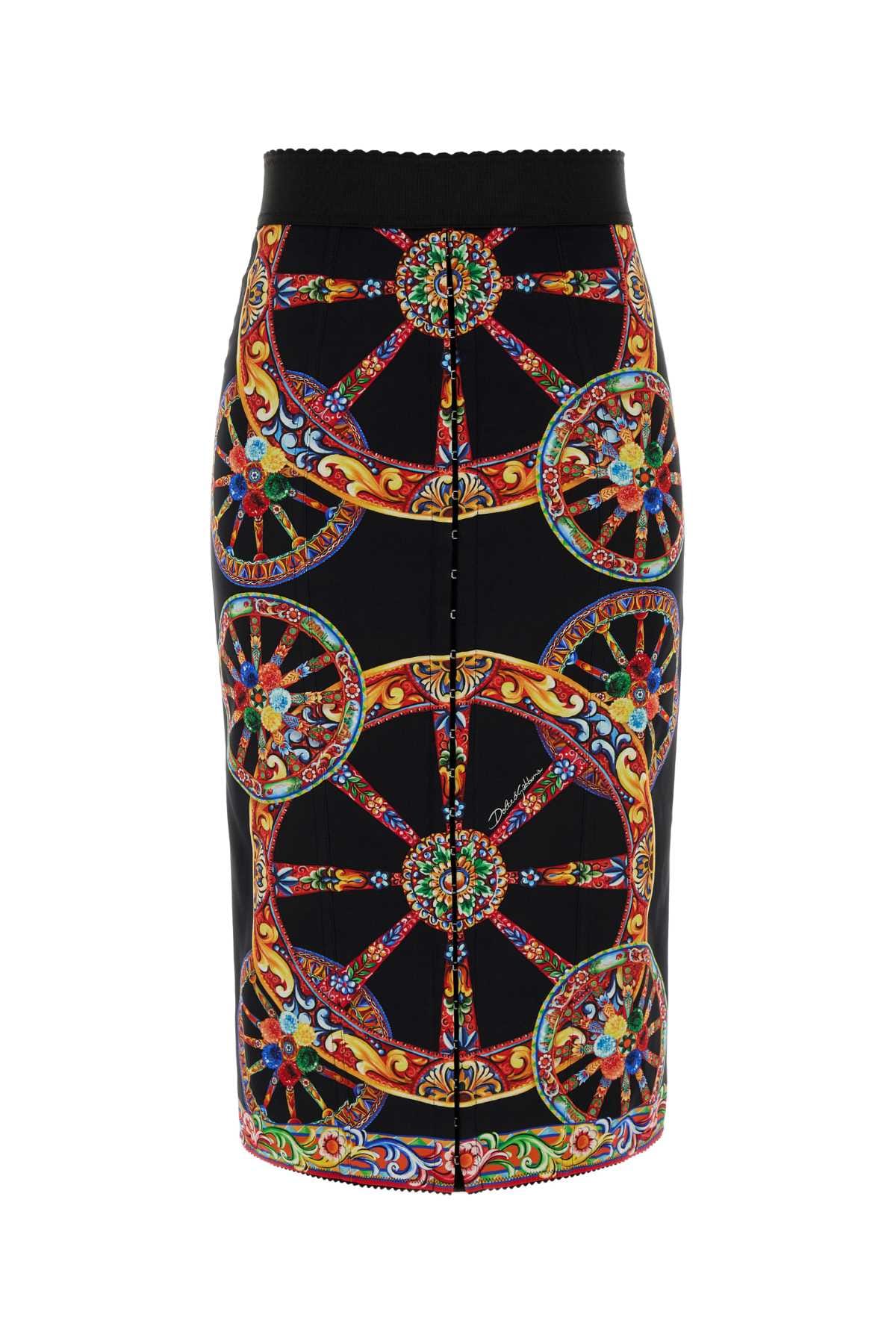 Dolce & Gabbana Ornamental - Wheel Jacquard Skirt — Black