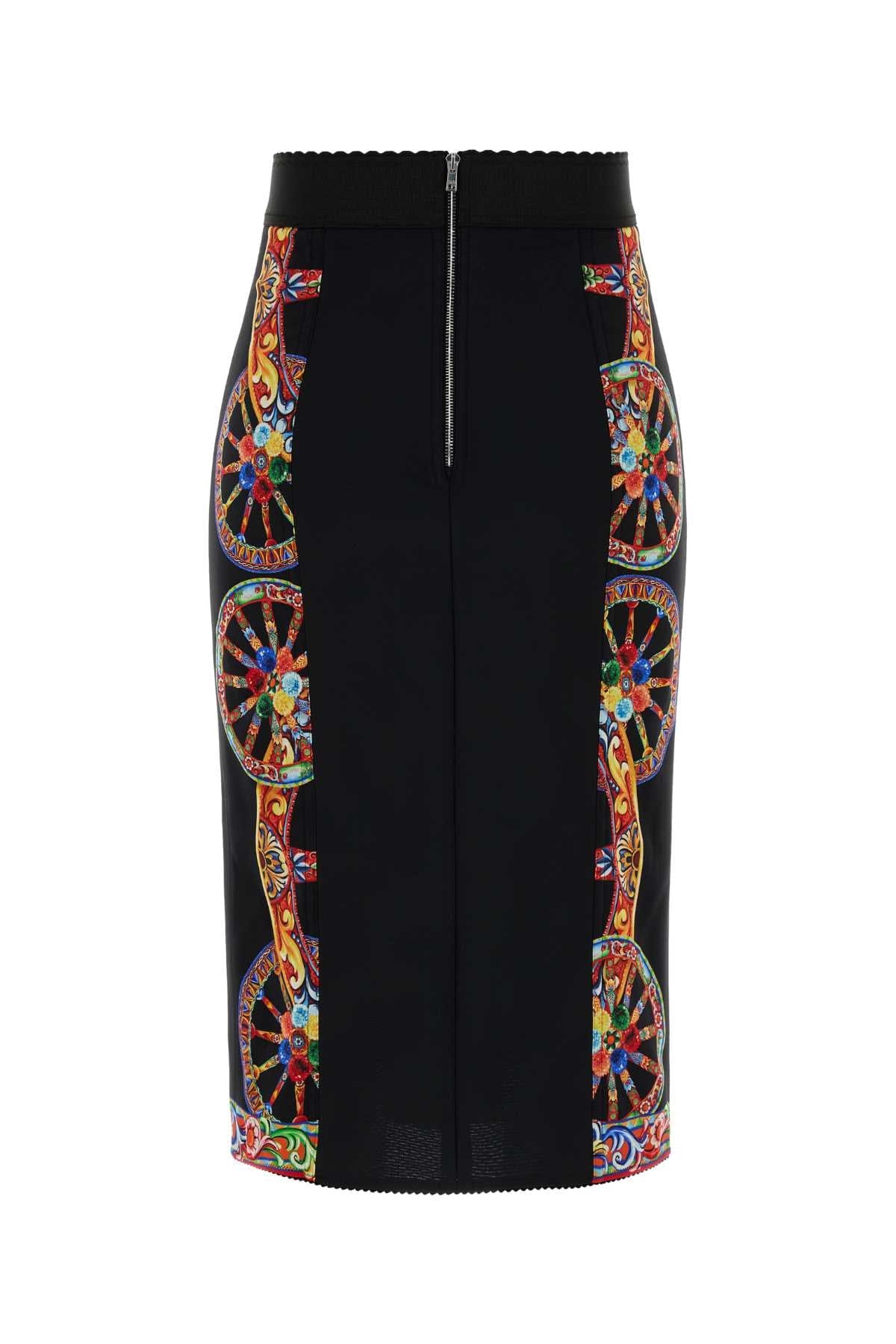Dolce & Gabbana Ornamental - Wheel Jacquard Skirt — Black