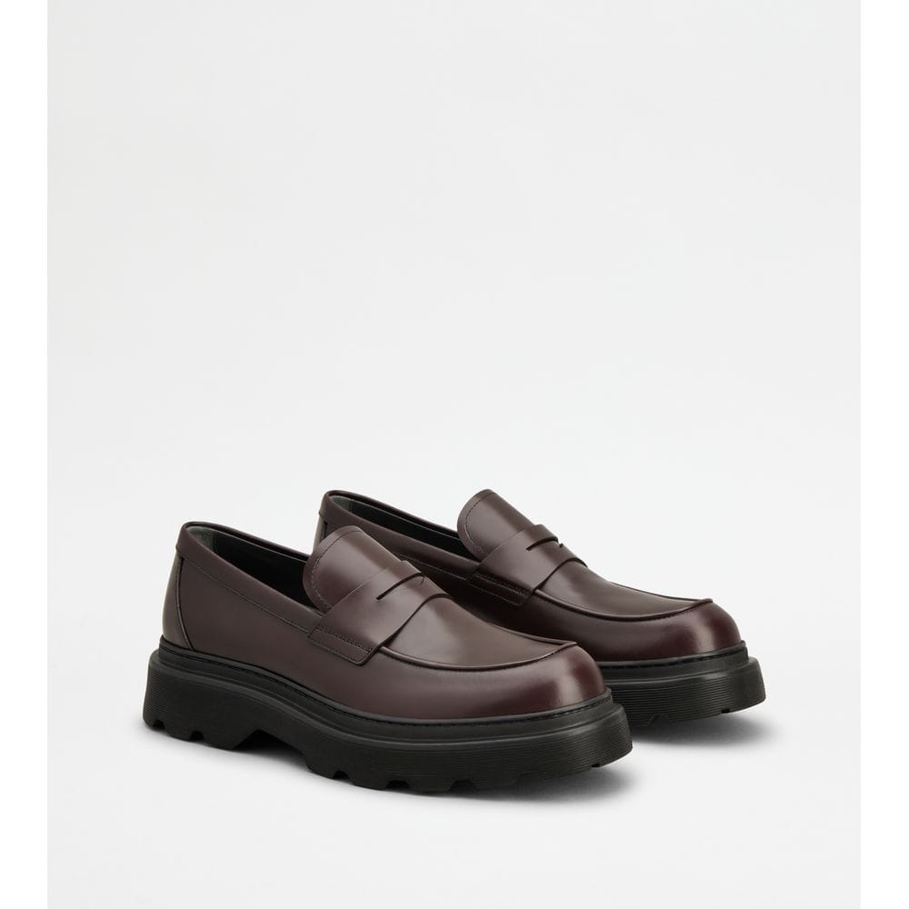 Tod's Tods Loafers In Leather Burgundy Mens