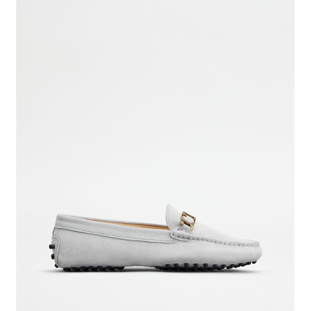 Tod's Tods Gommino Driving Shoes In Suede Grey Womens