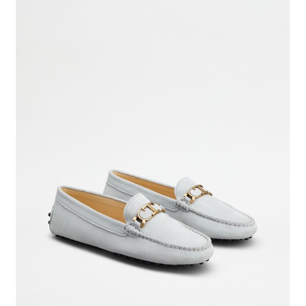 Tod's Tods Gommino Driving Shoes In Suede Grey Womens