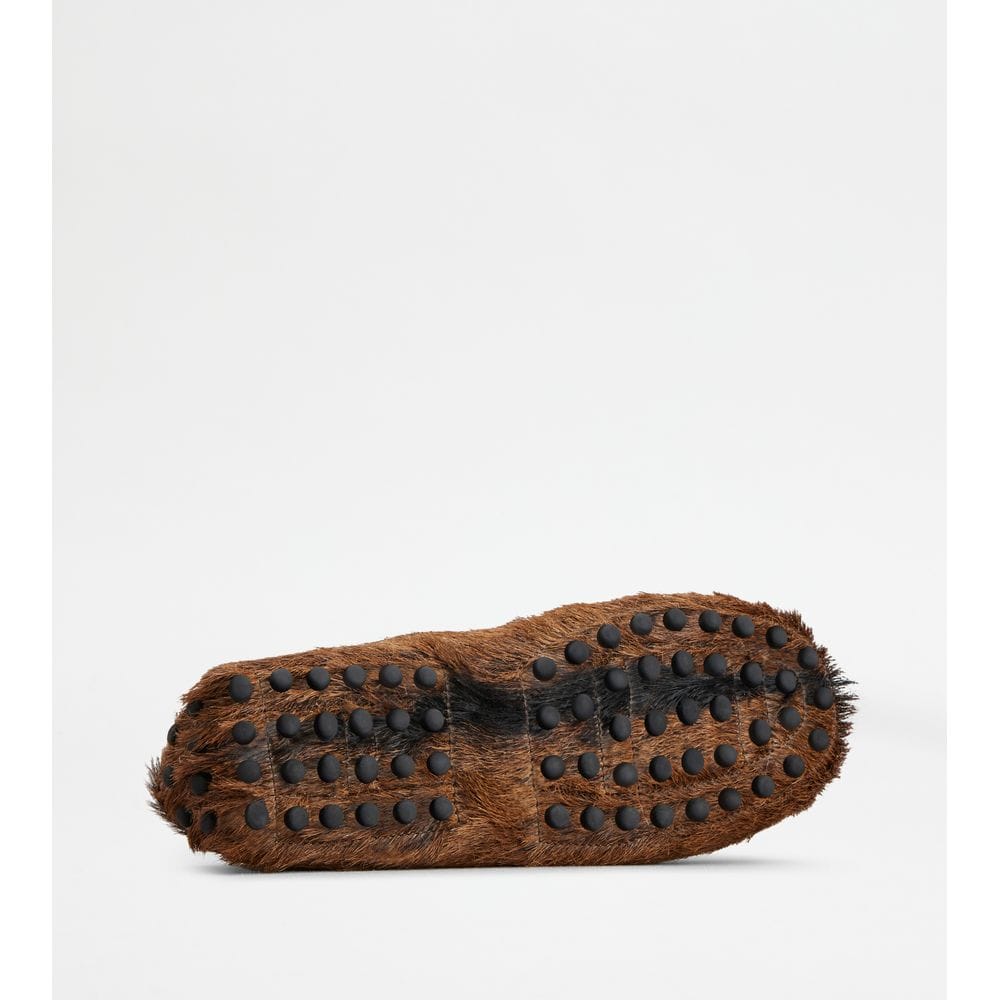 Tod's Tods Gommino Loafers In Fur Brown Black Womens