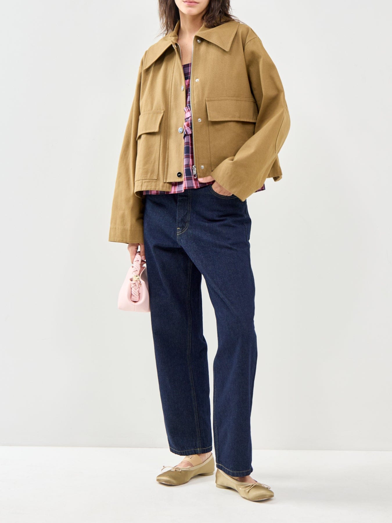 Ganni Workwear Canvas Barn Shacket Brown