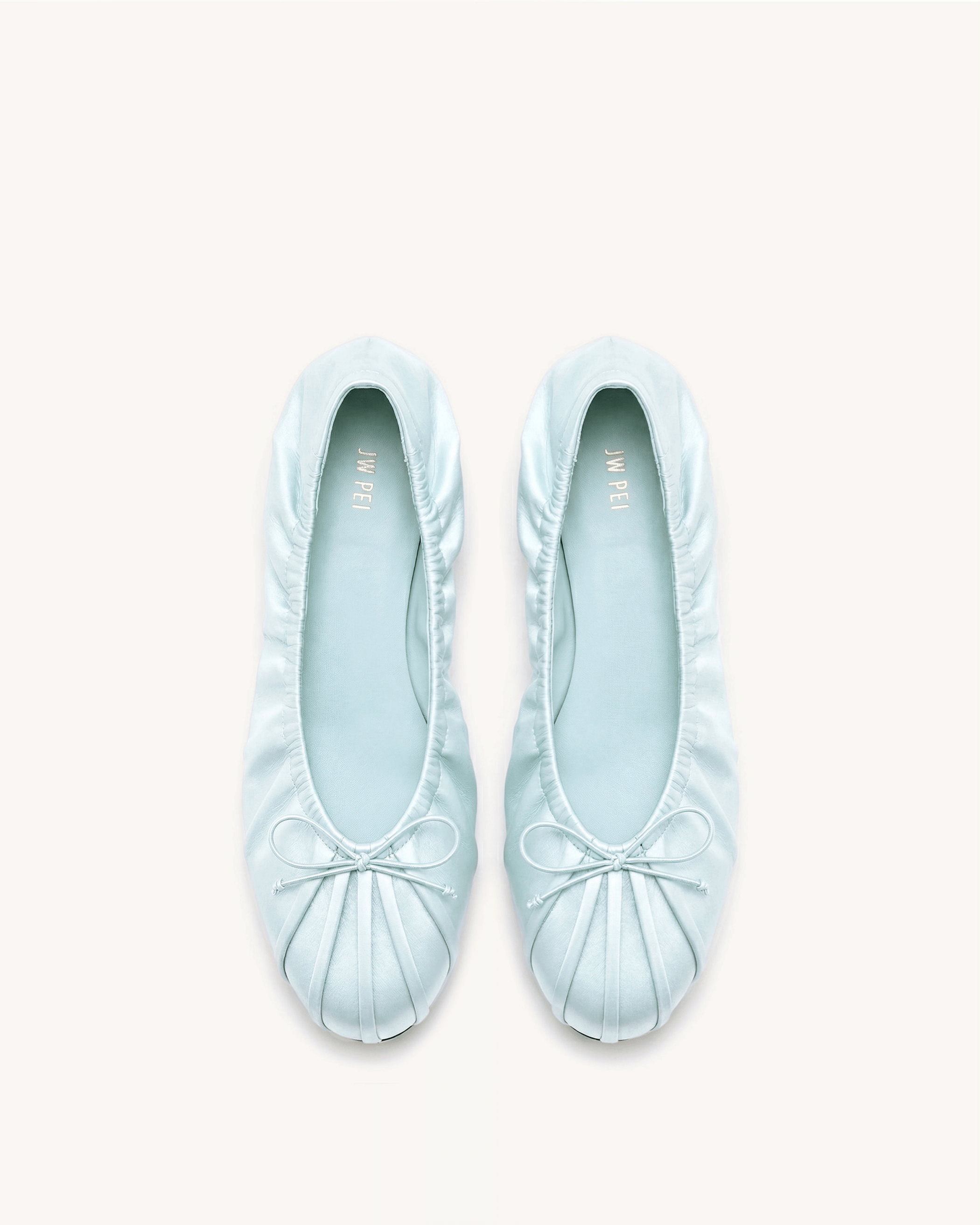 Jw Pei Solenne Ruched Drawstring Satin Ballet Flats Blue