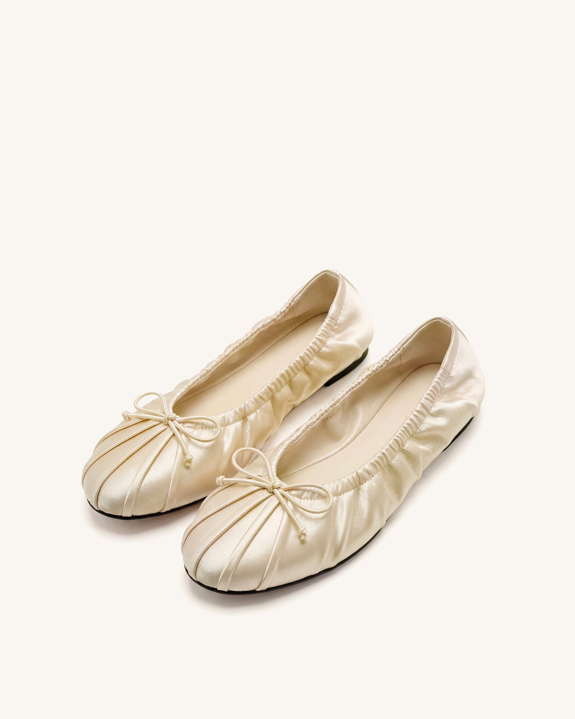 Jw Pei Solenne Ruched Drawstring Satin Ballet Flats Beige