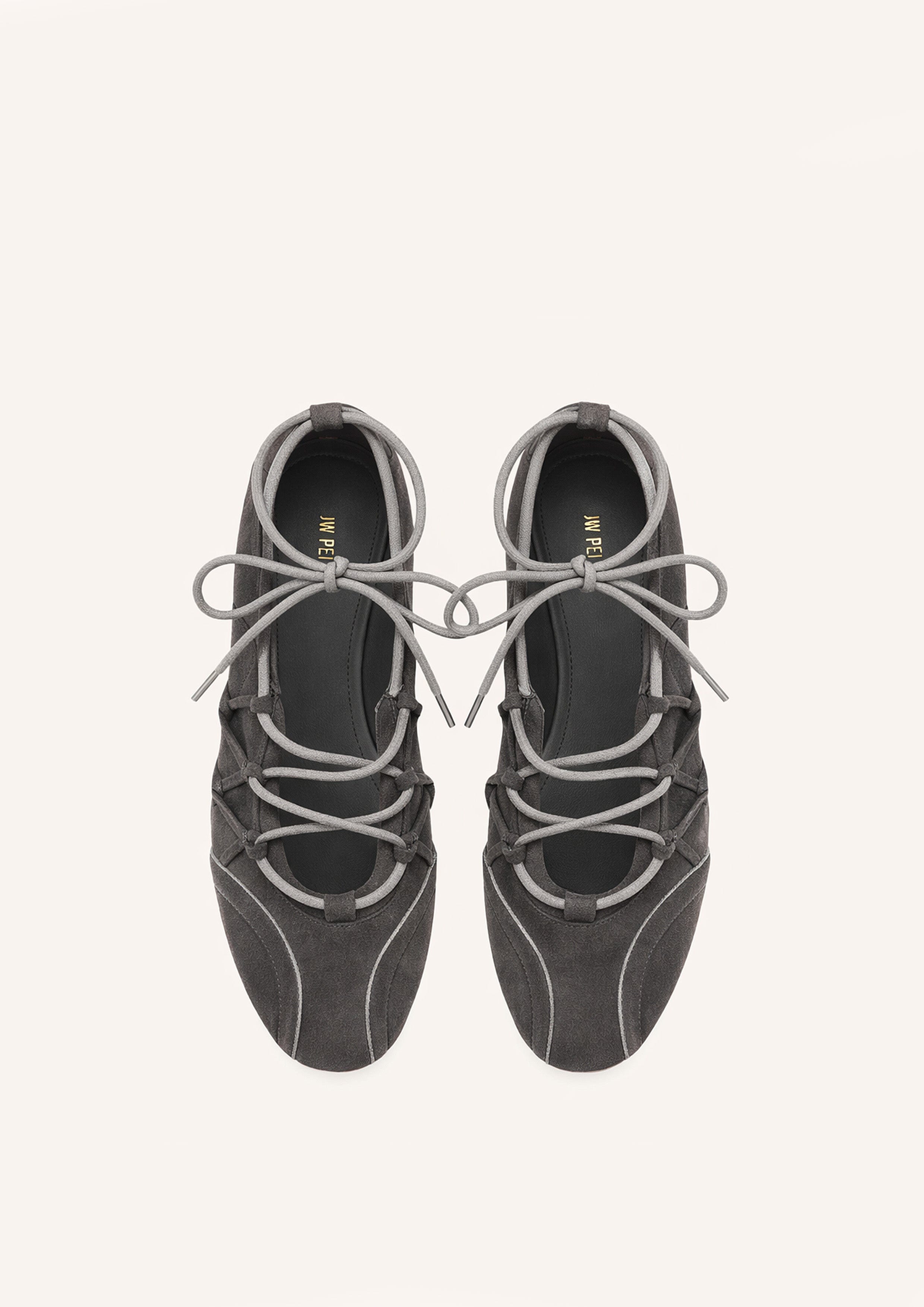 Jw Pei Iria Lace Up Ballet Flats Dark Grey