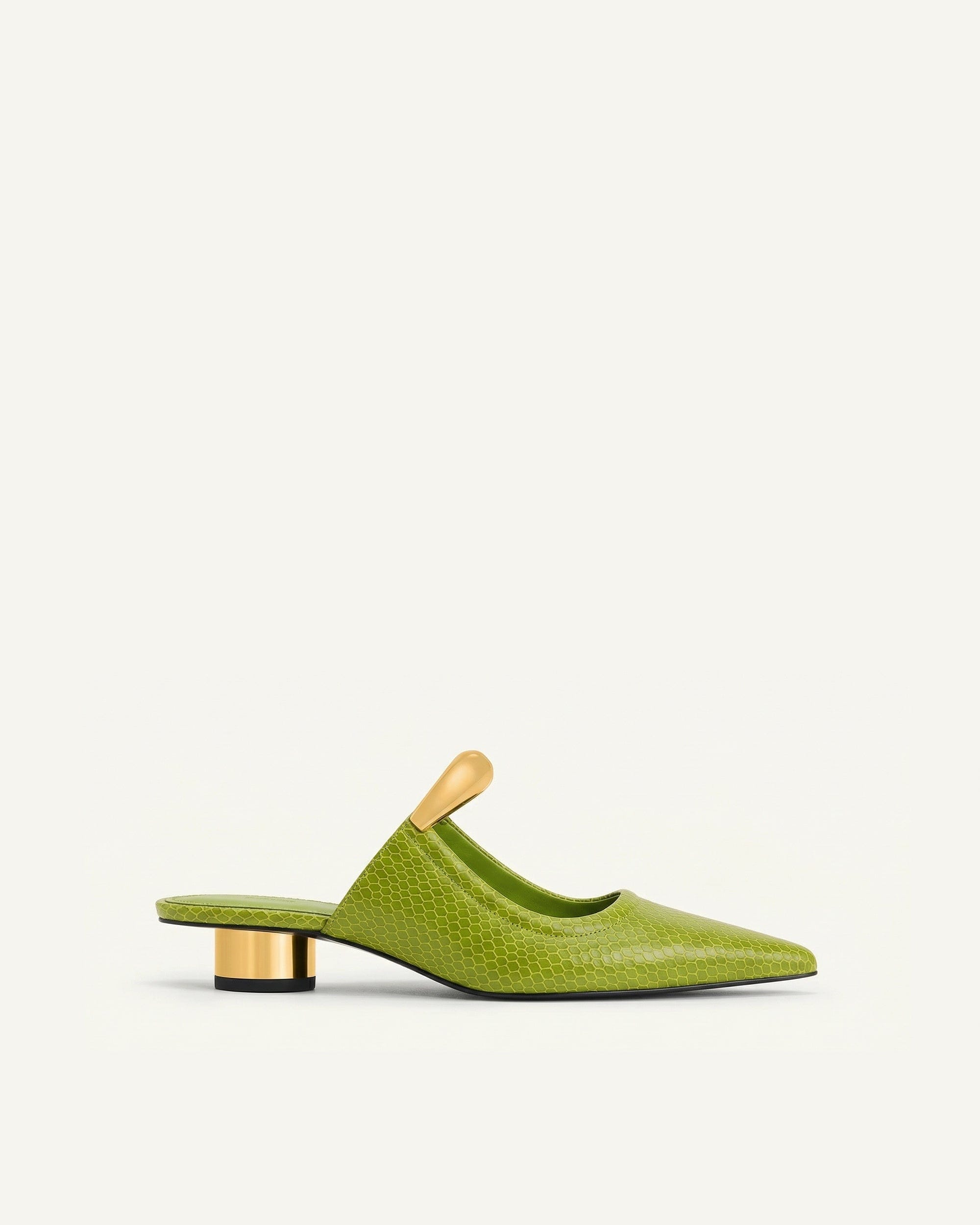 Jw Pei Helena Pierced Snakeskin Mules Green