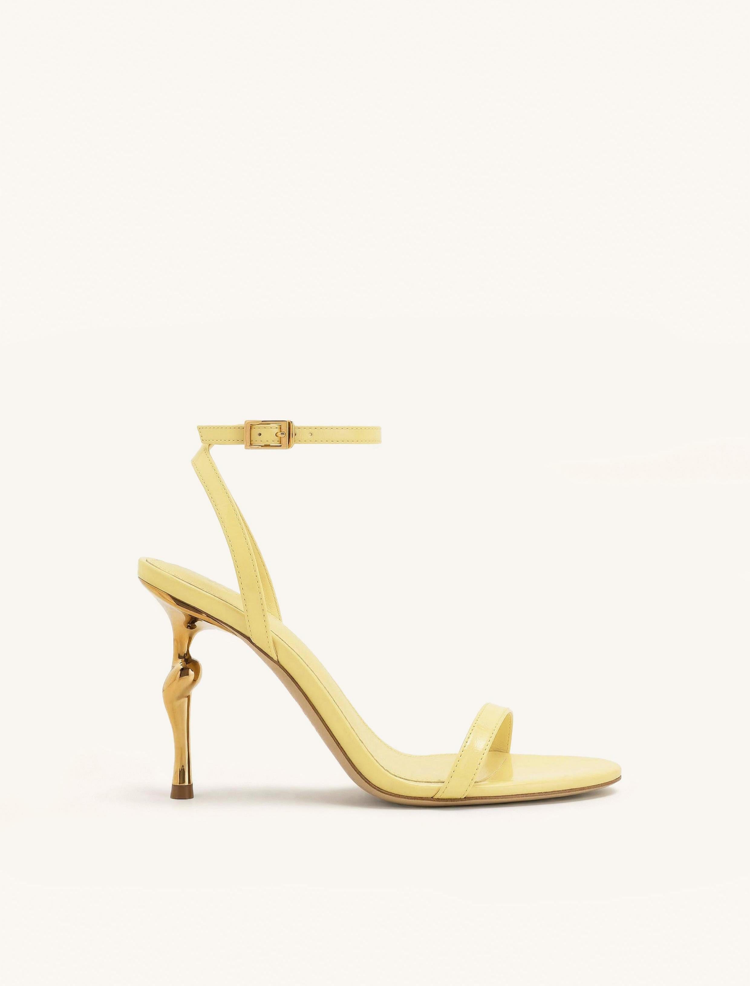 Jw Pei Alivia Gold Metal Heel Sandals Pale Yellow