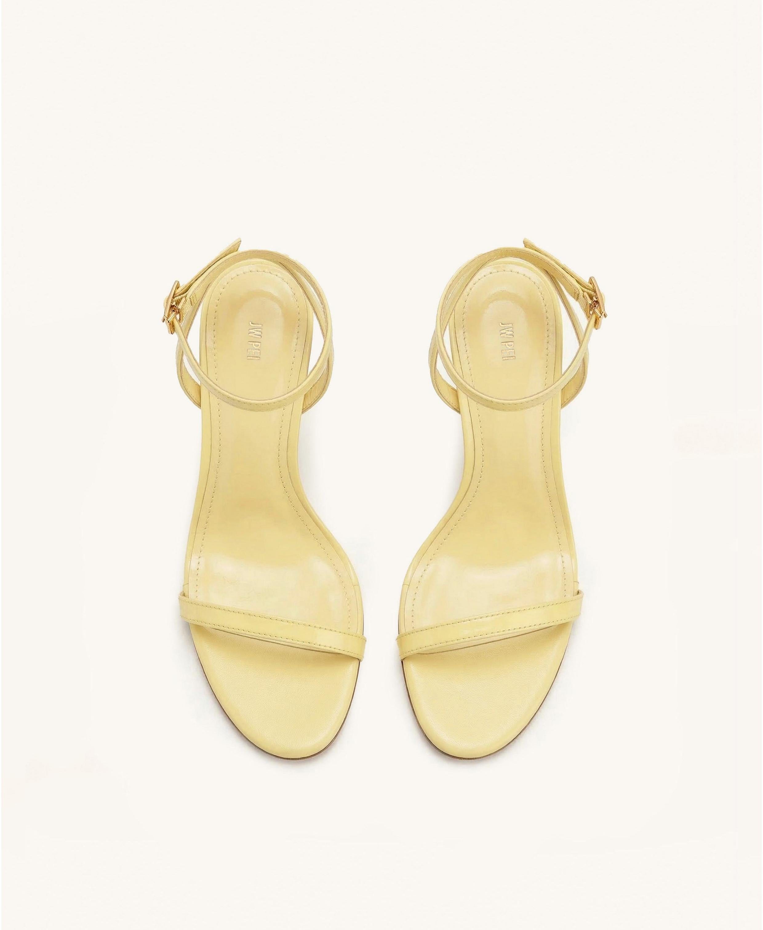 Jw Pei Alivia Gold Metal Heel Sandals Pale Yellow