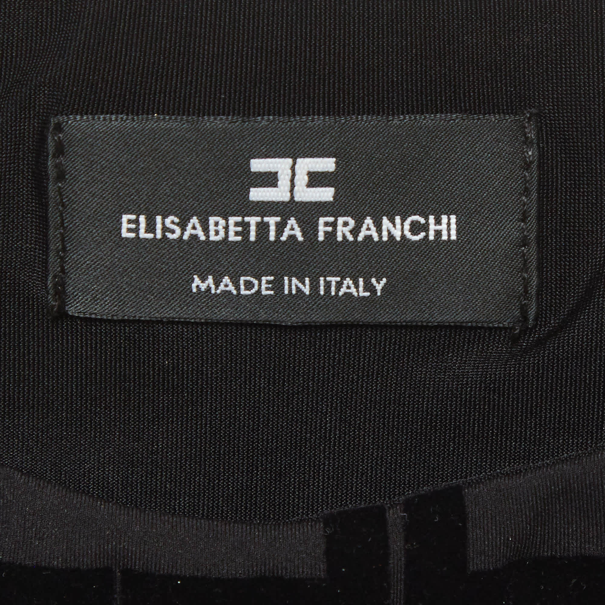Elisabetta Franchi Black Logo Flocked Stretch Knit Tank Bodysuit