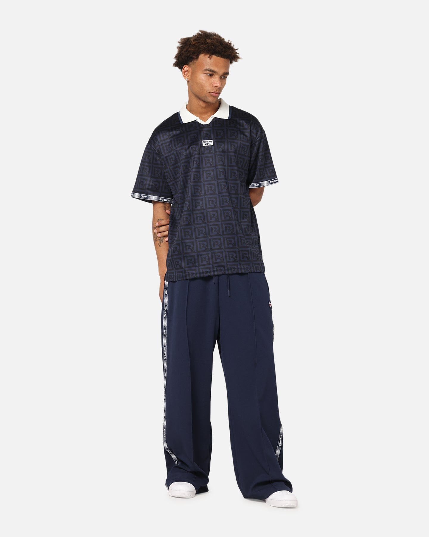 Reebok Monogram Football Polo T - Shirt Navy