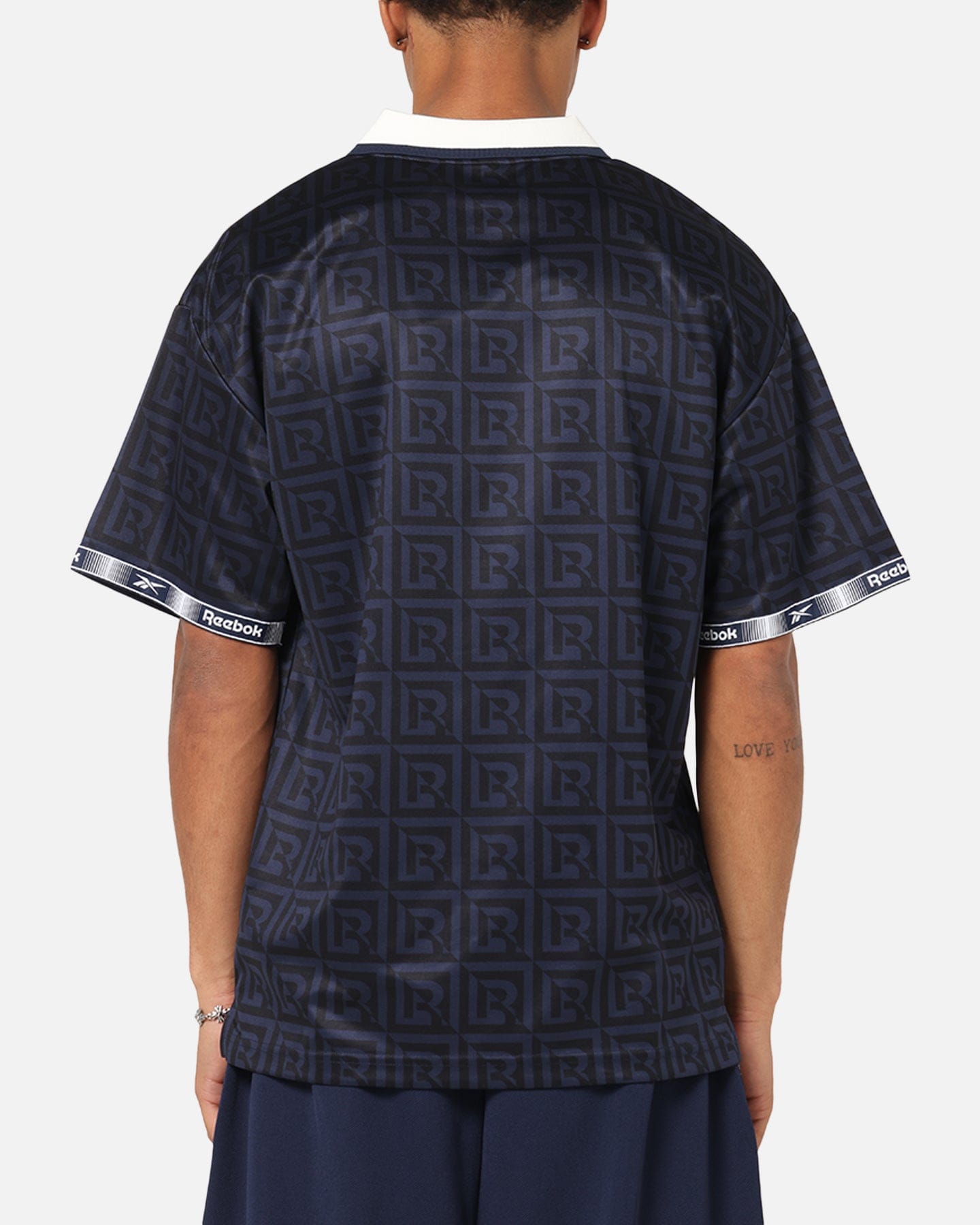 Reebok Monogram Football Polo T - Shirt Navy