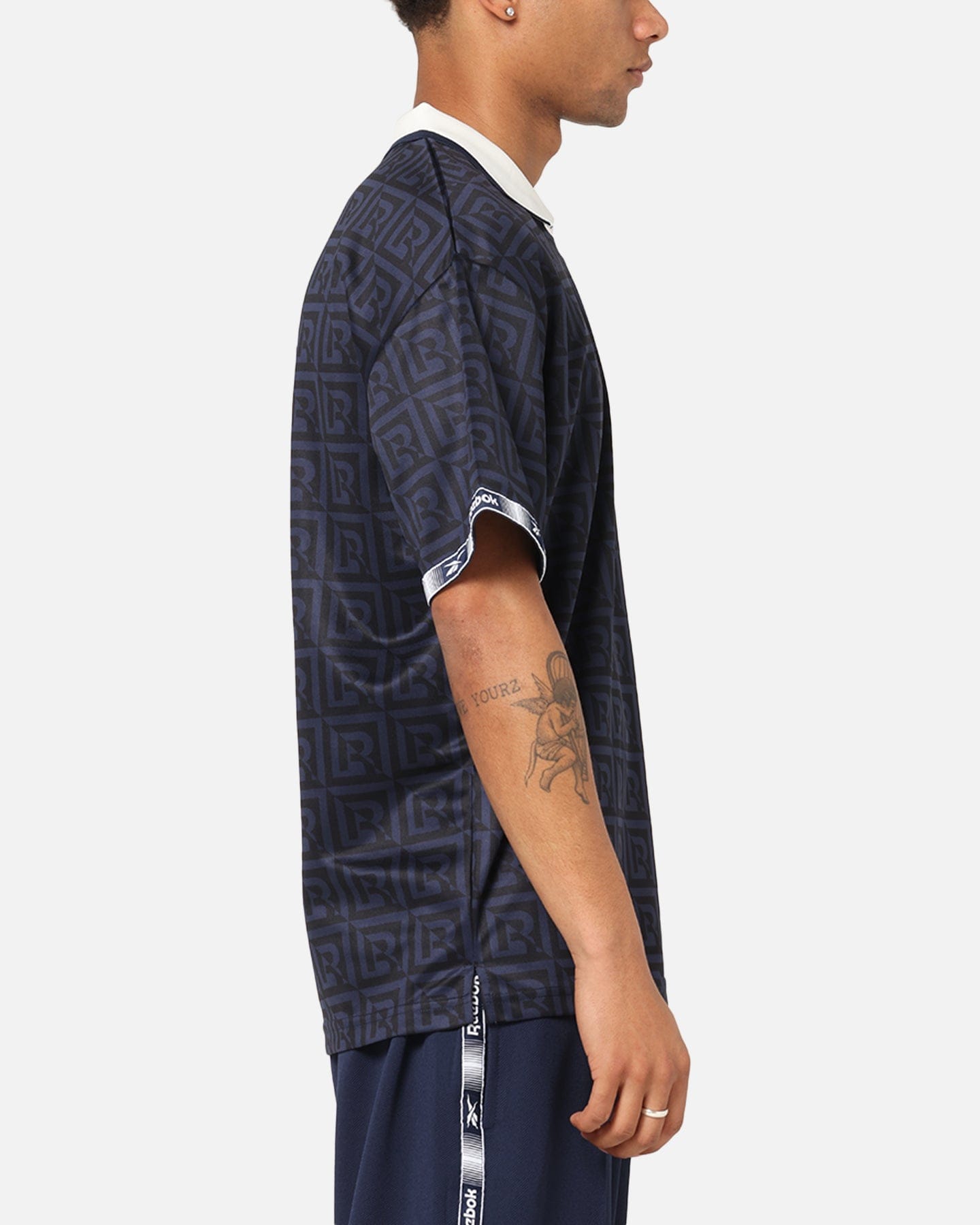 Reebok Monogram Football Polo T - Shirt Navy