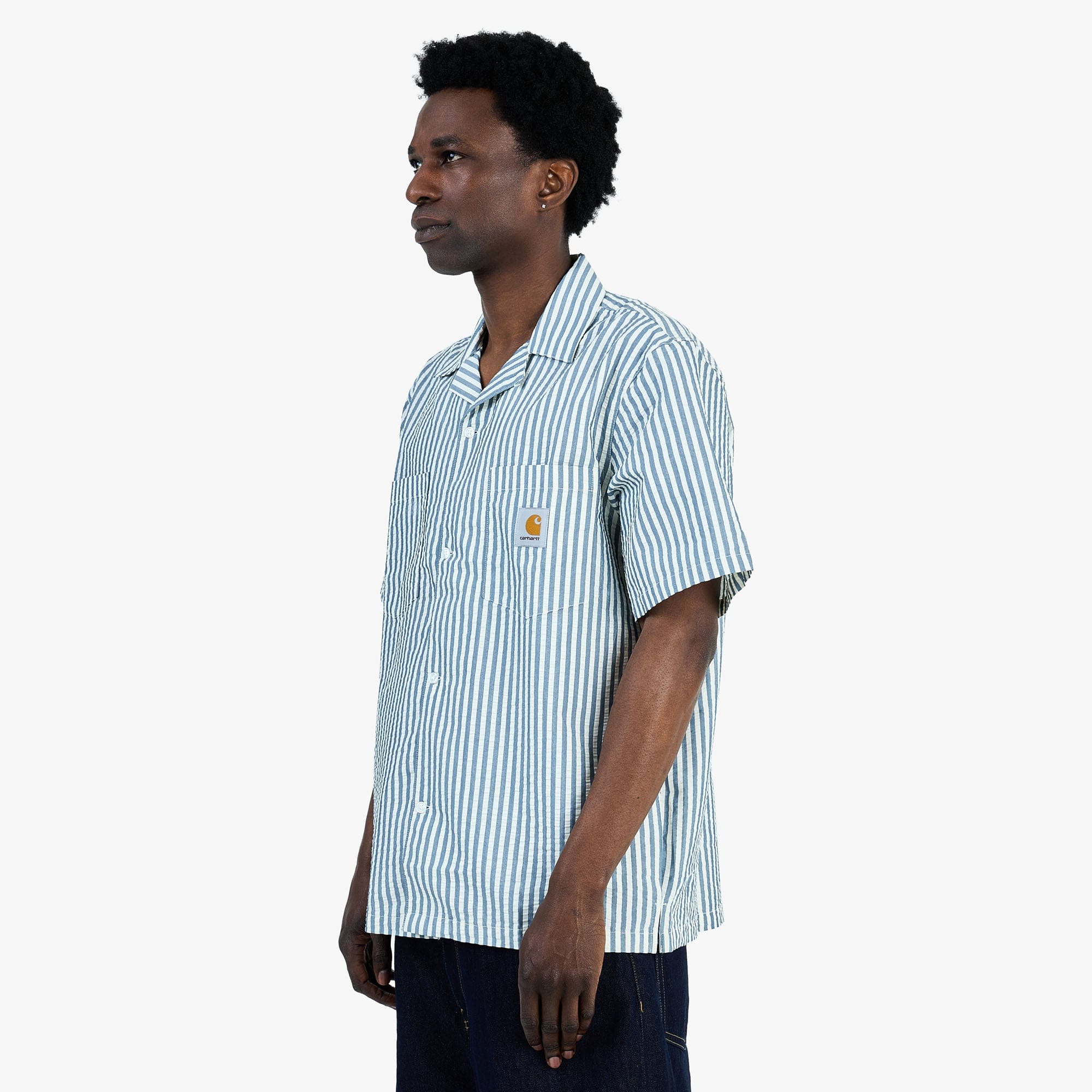 Carhartt WIP Leavel Shirt Leavel Stripe / Blue River - Wax