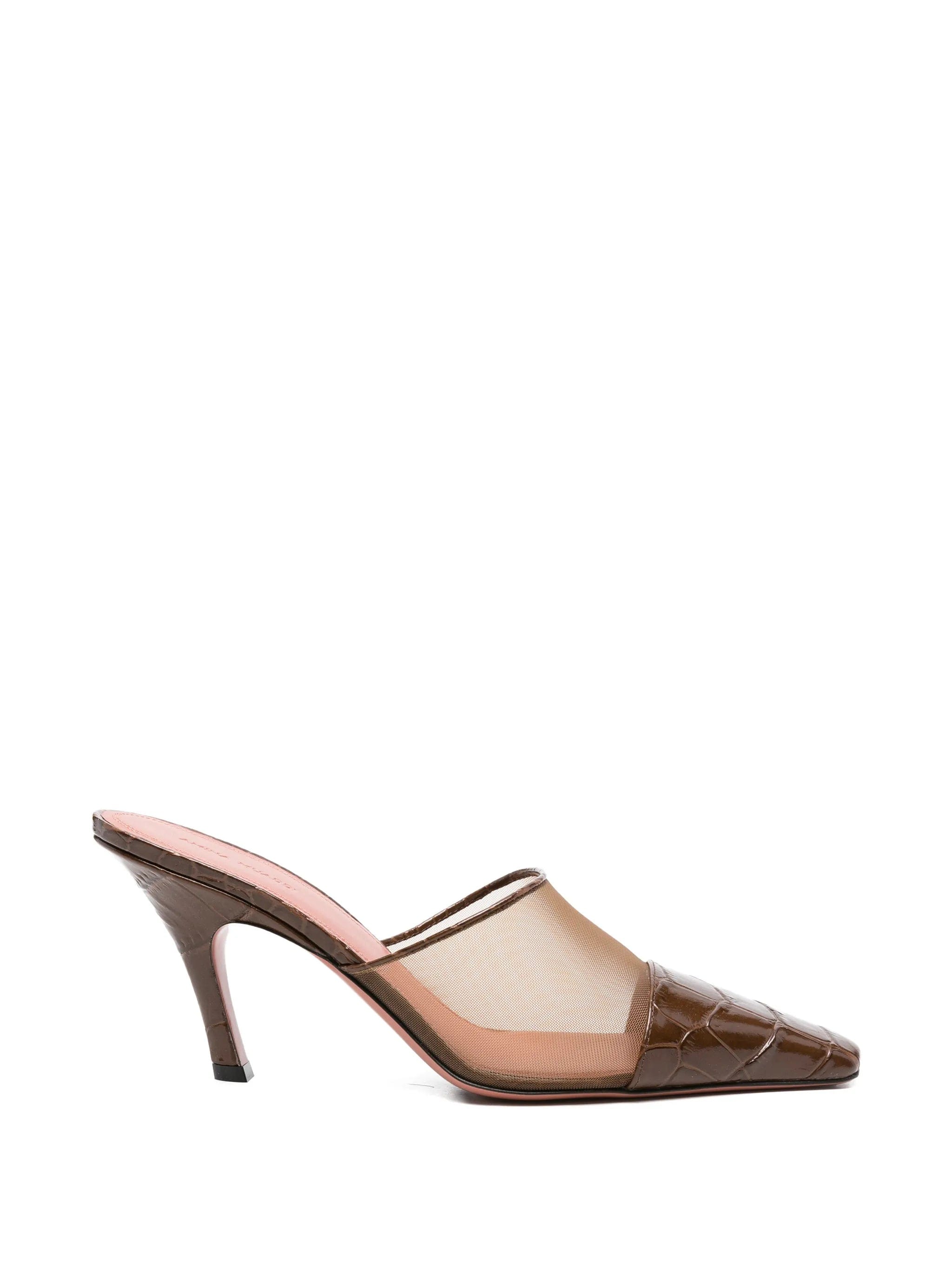 Amina Muaddi Jamie mesh croc mules