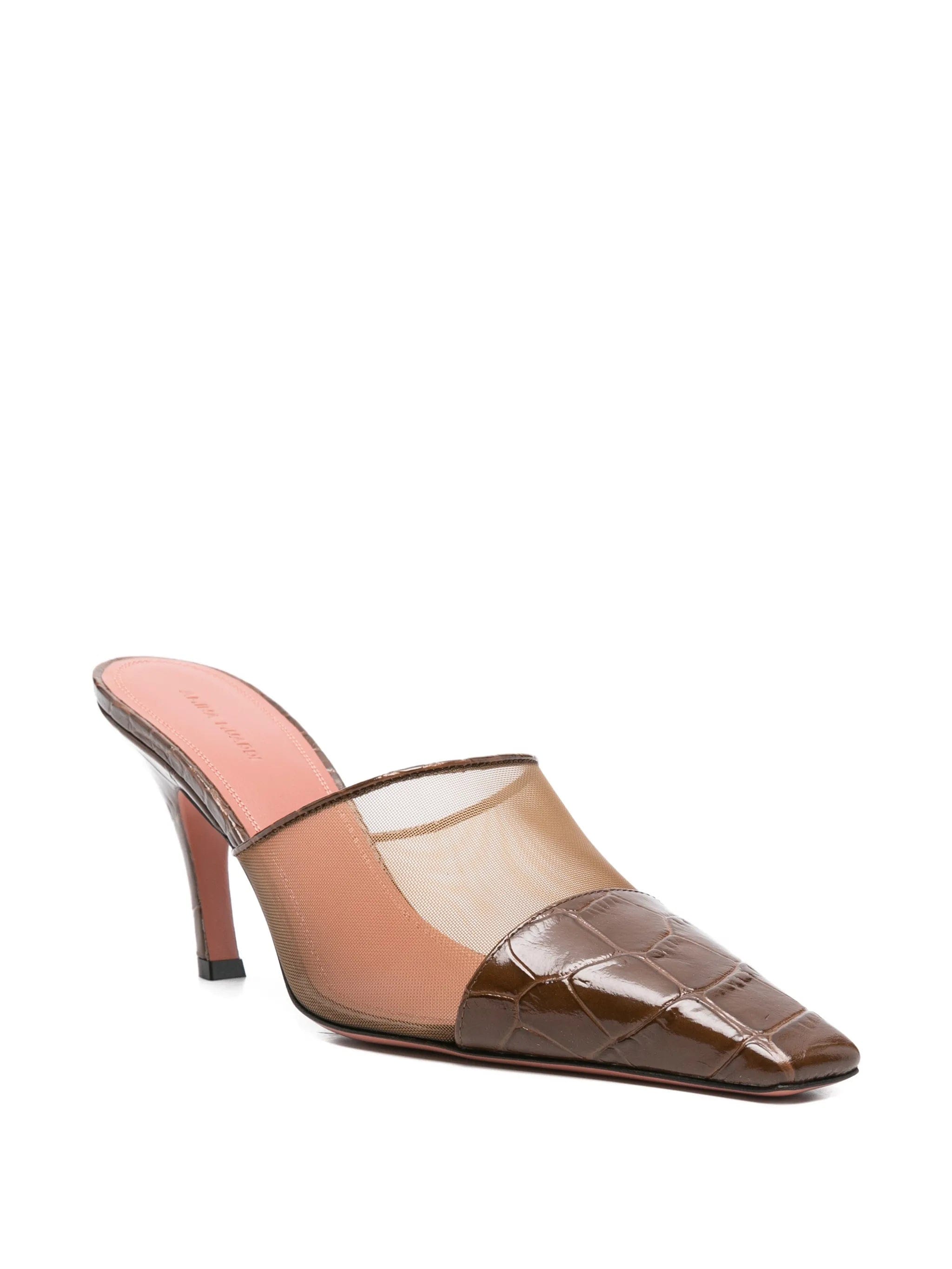 Amina Muaddi Jamie mesh croc mules
