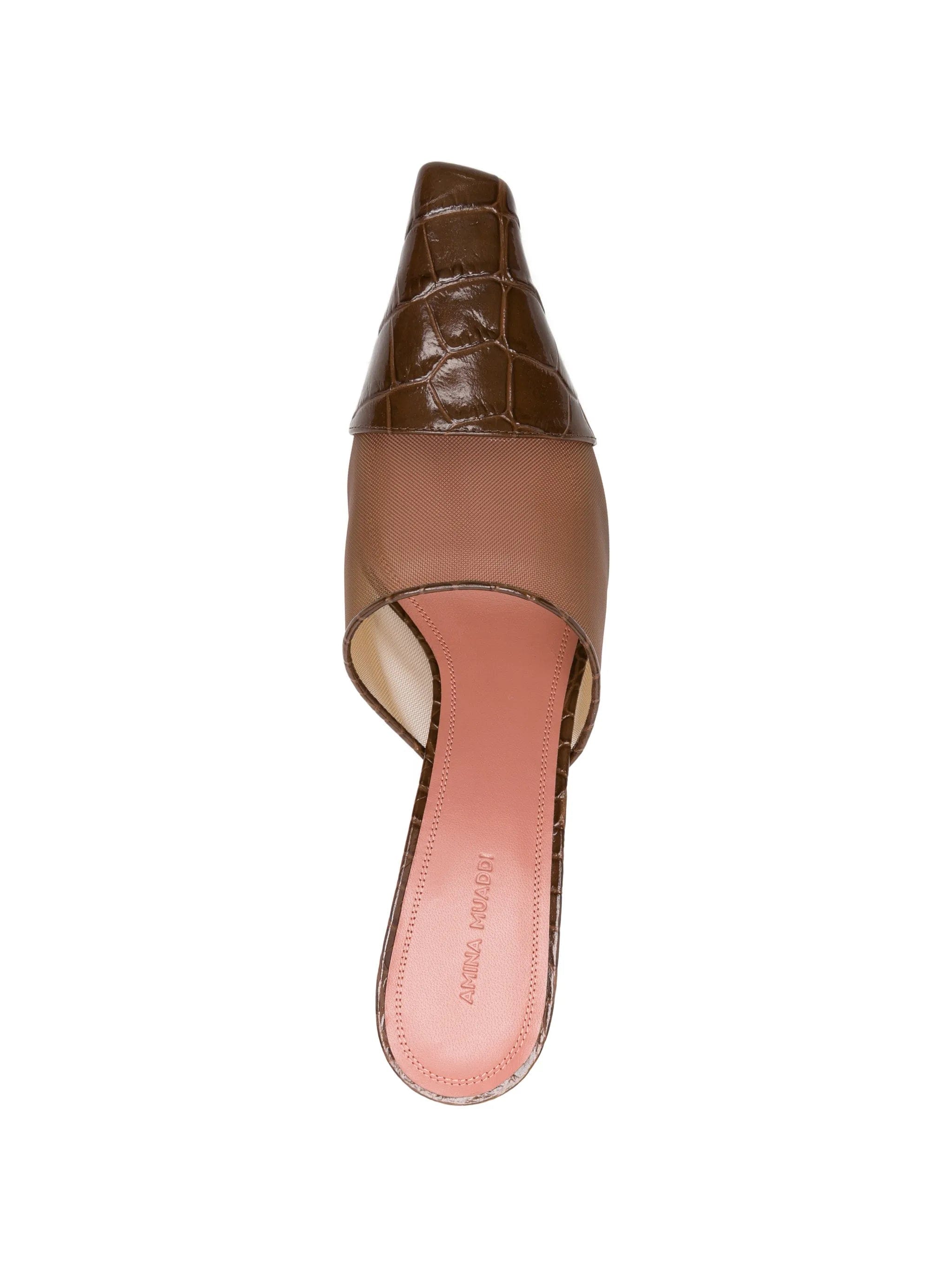 Amina Muaddi Jamie mesh croc mules