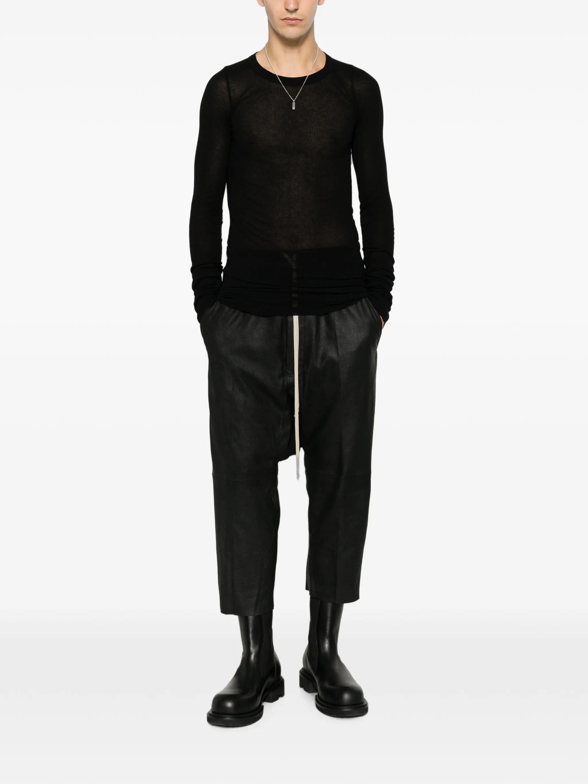 Rick Owens ribbed - texture long - sleeved T - shirt