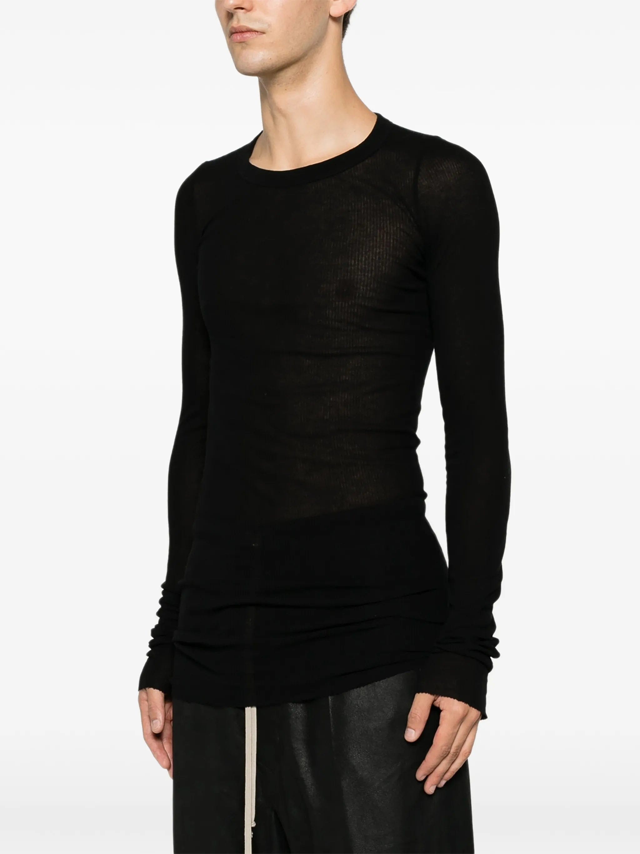 Rick Owens ribbed - texture long - sleeved T - shirt