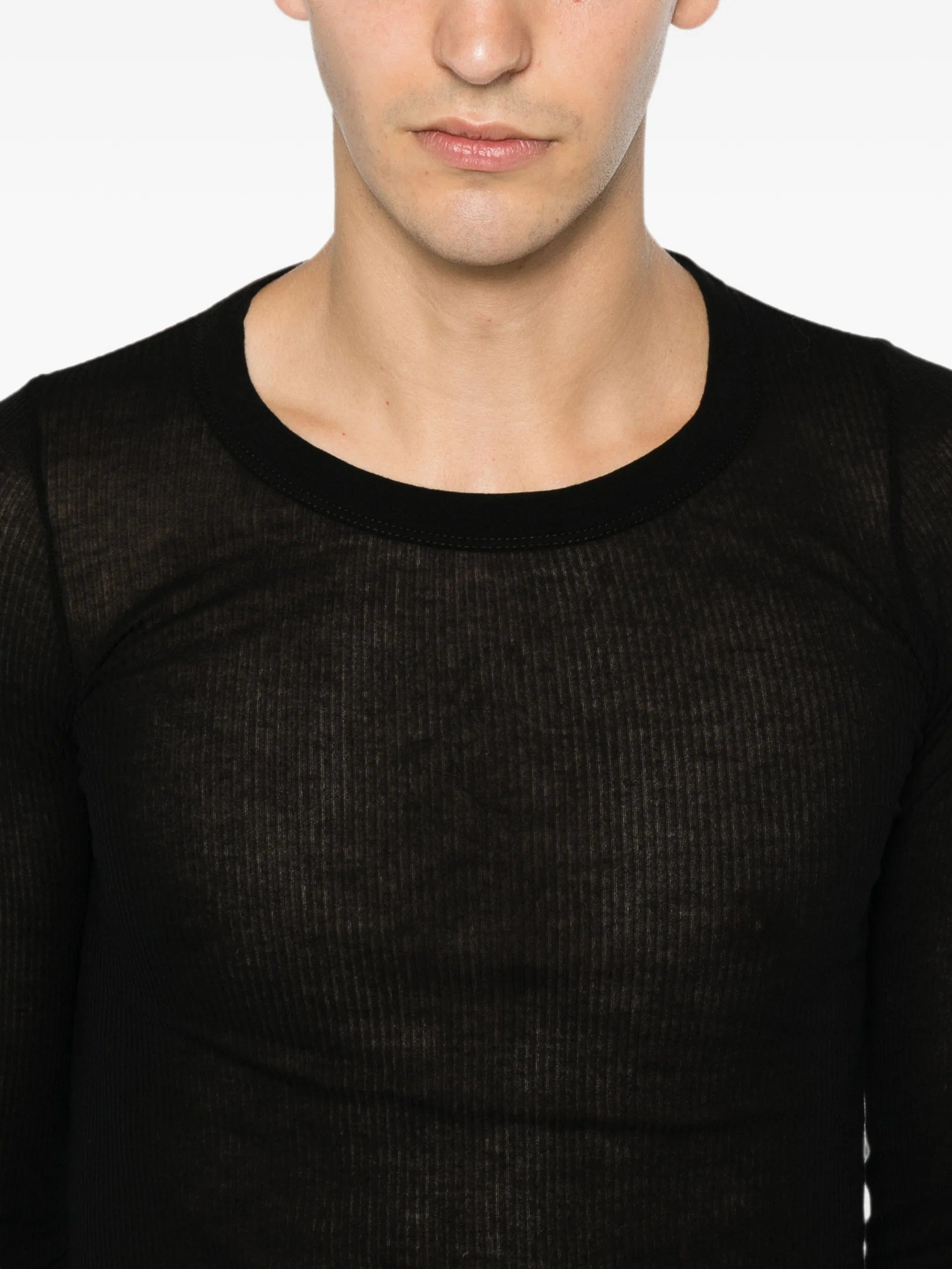 Rick Owens ribbed - texture long - sleeved T - shirt