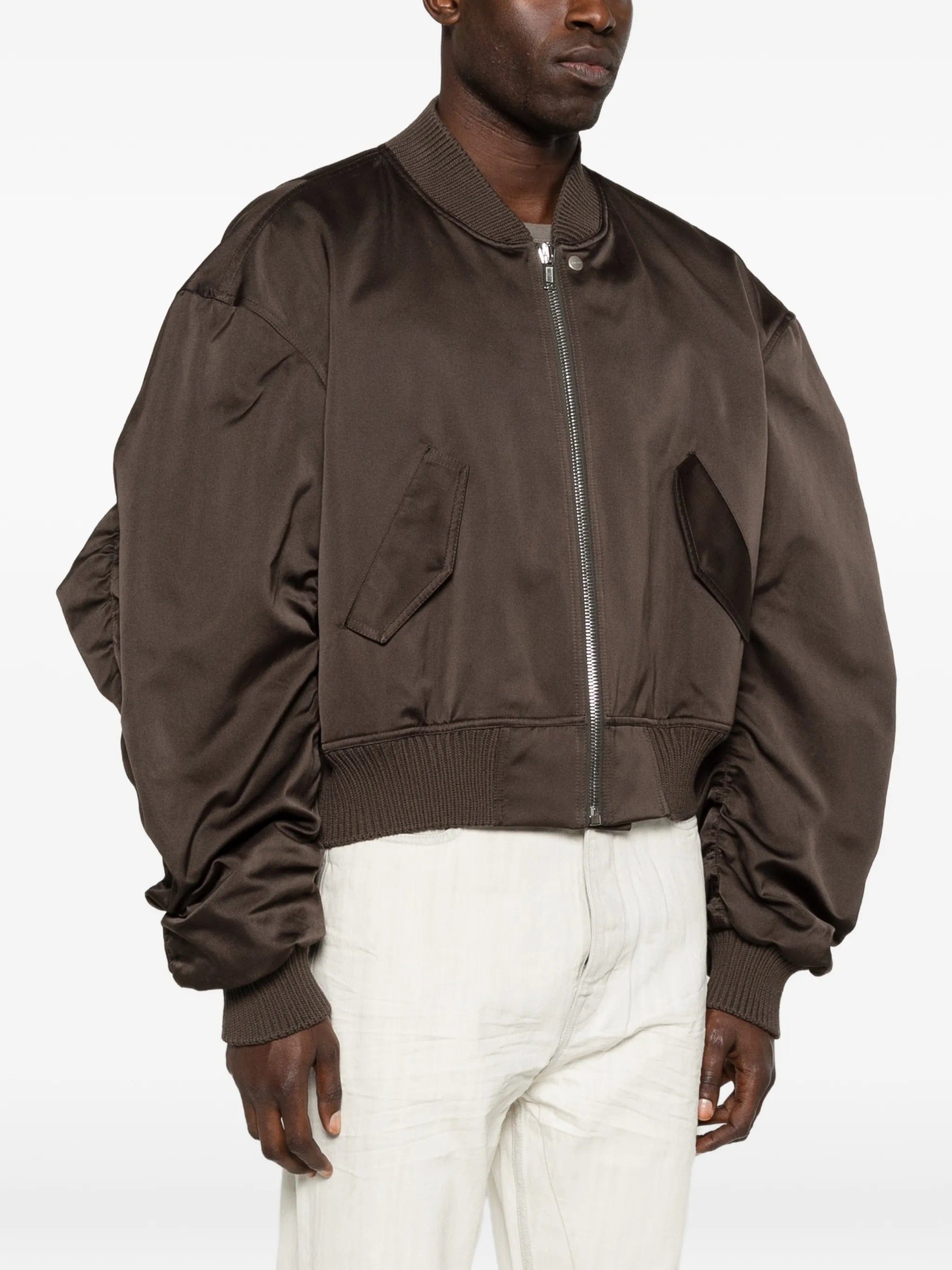 Rick Owens ruched flight bomber jacket