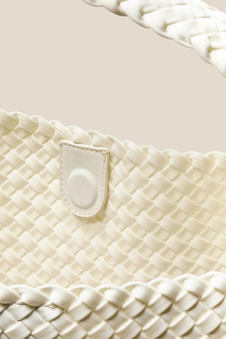 Naghedi Nomad Woven Medium Hobo Shoulder Bag in White With Pouch