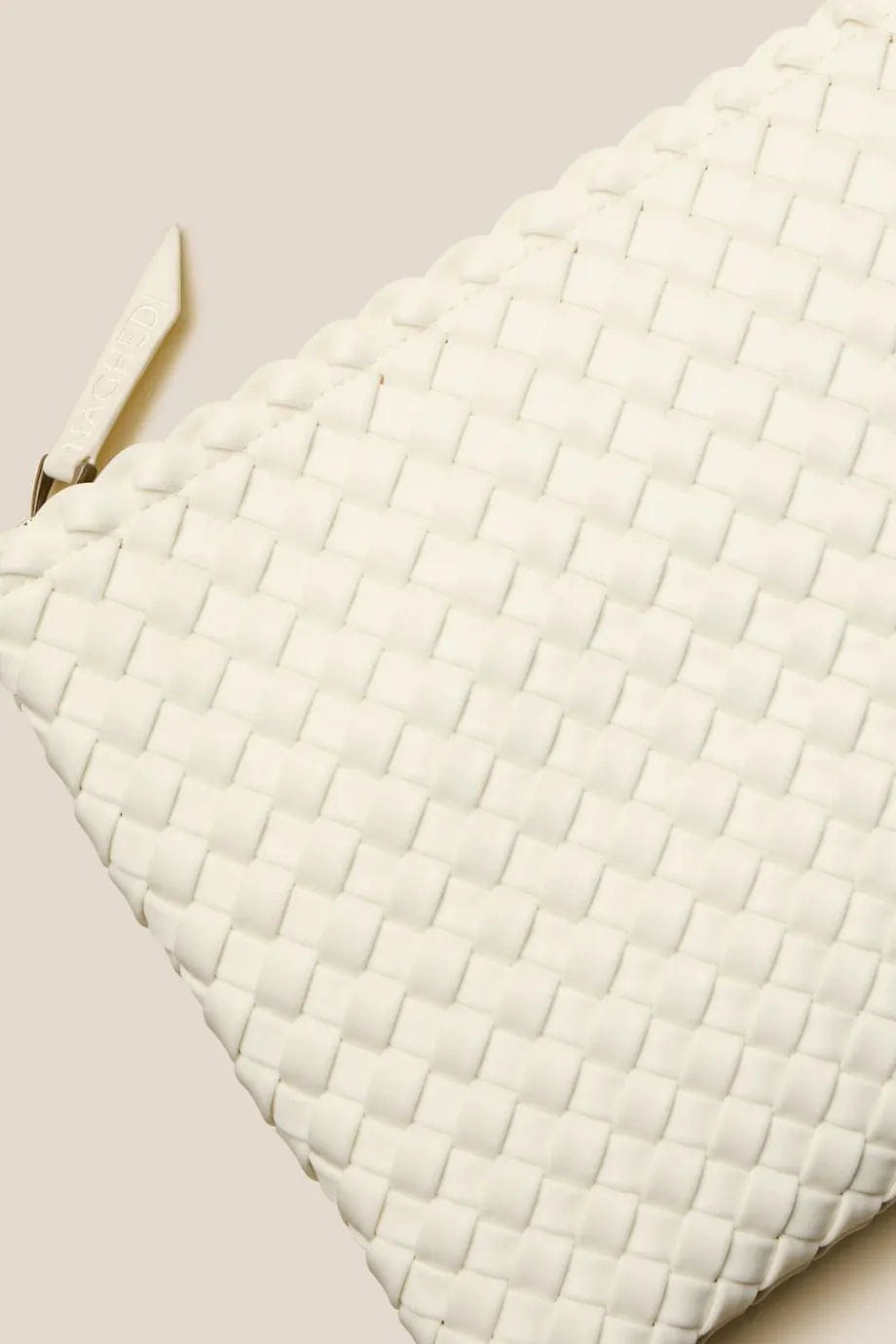 Naghedi Nomad Woven Medium Hobo Shoulder Bag in White With Pouch