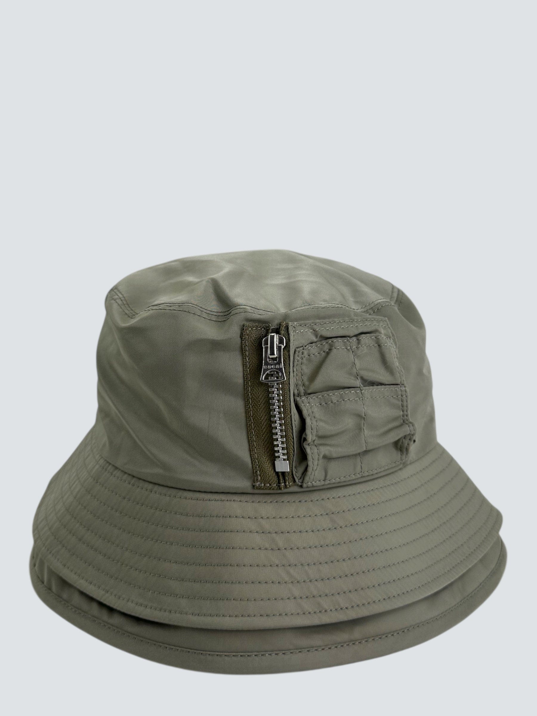 Sacai Green Nylon Bucket Hat - Size Large