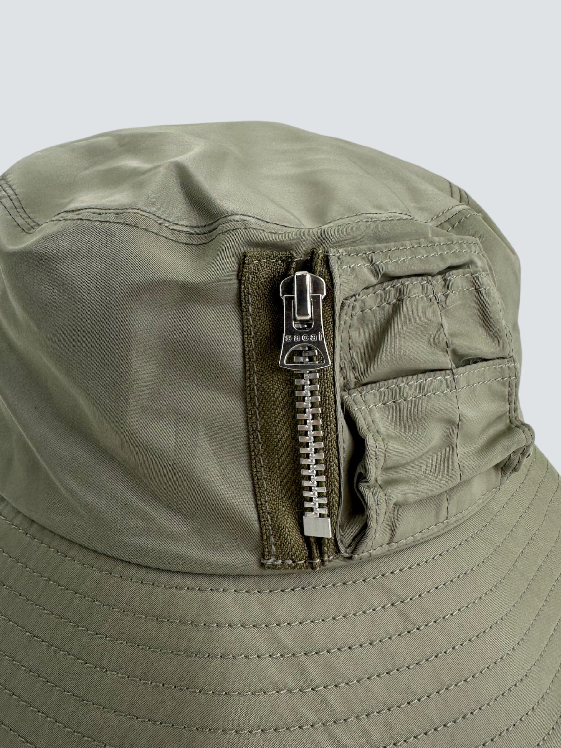 Sacai Green Nylon Bucket Hat - Size Large