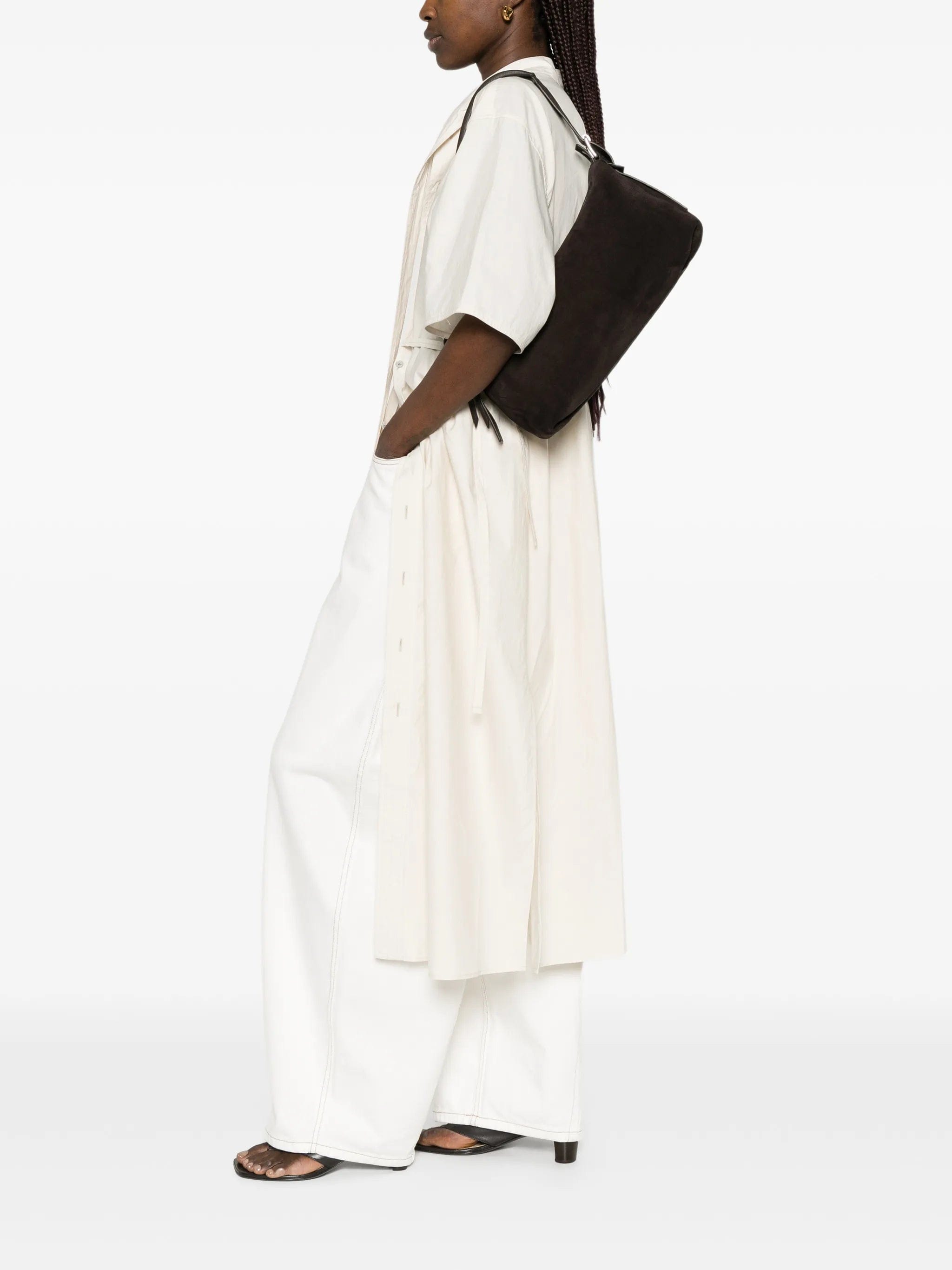 Lemaire belted Baguette bag in suede leather