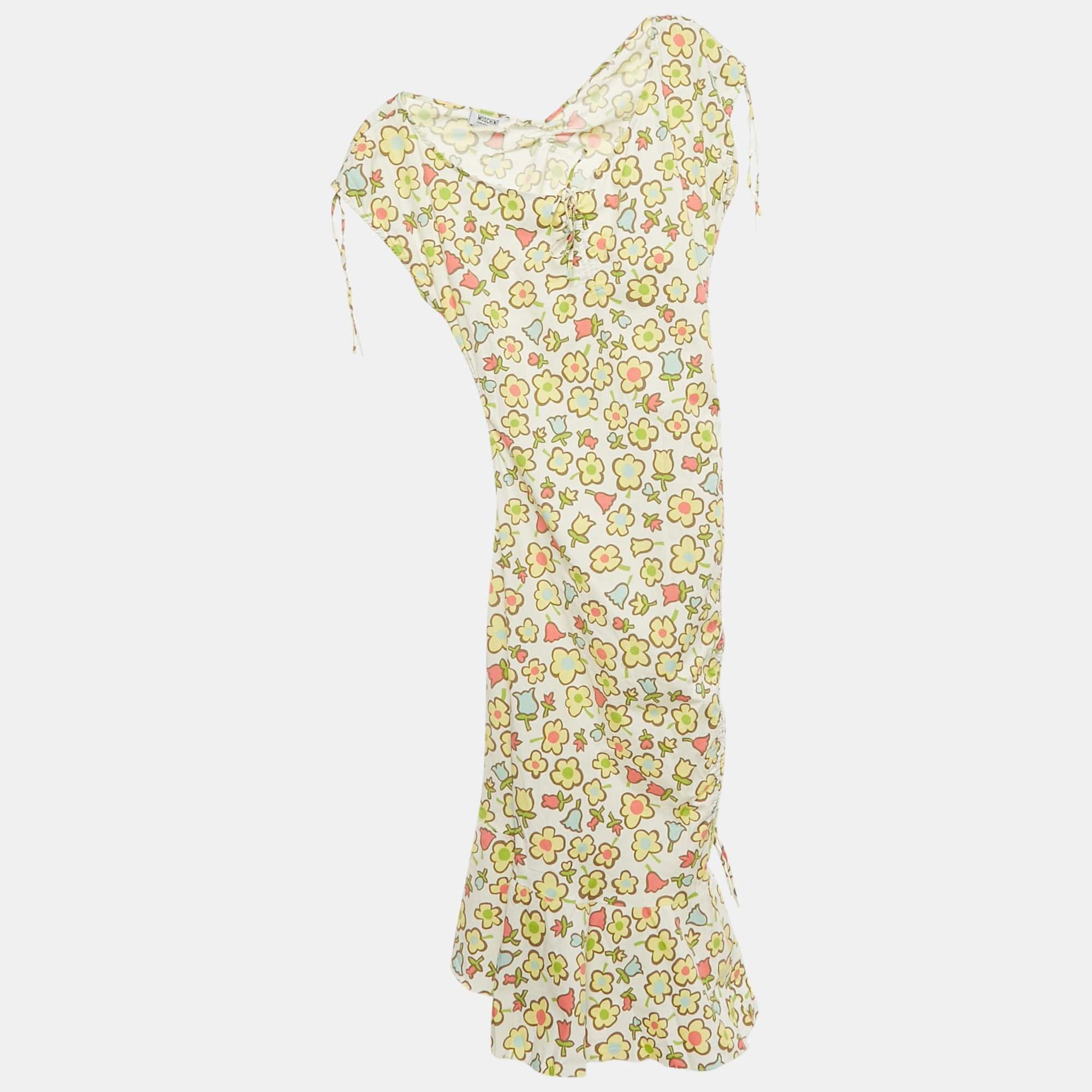 Moschino Cheap And Chic Multicolor Floral Print Cotton Short Dress