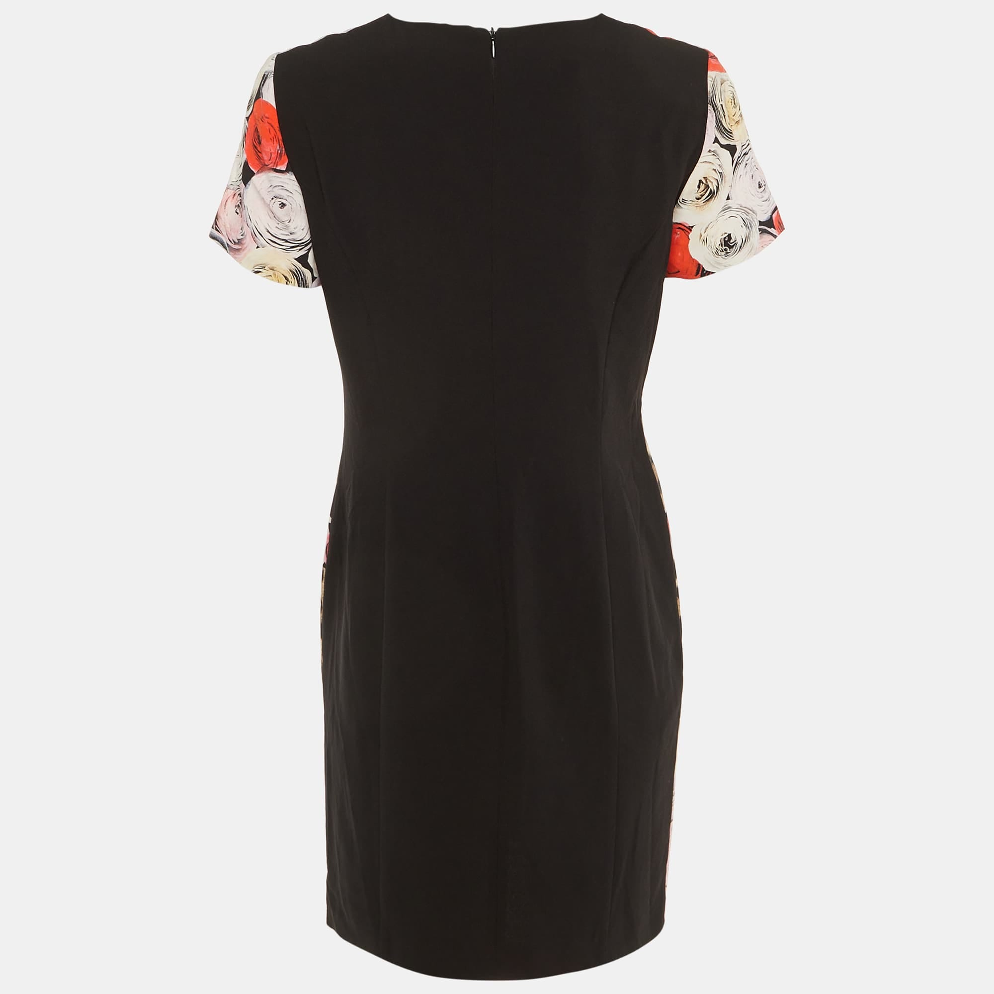 Moschino Cheap And Chic Multicolor Leopard Rose Print Crepe Shift Dress