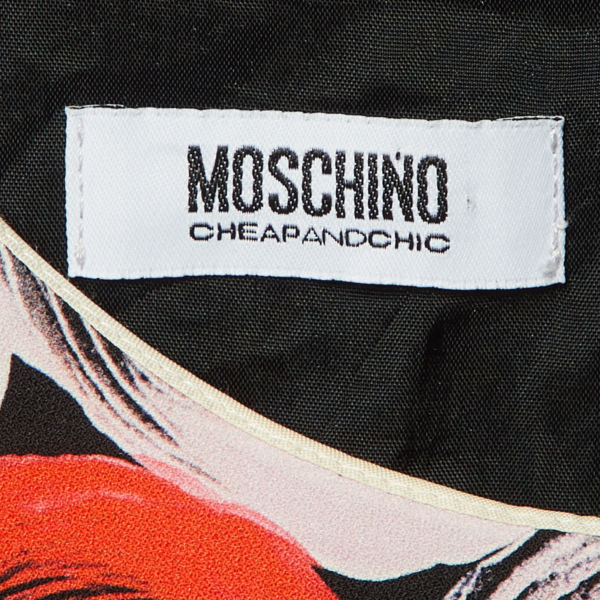 Moschino Cheap And Chic Multicolor Leopard Rose Print Crepe Shift Dress