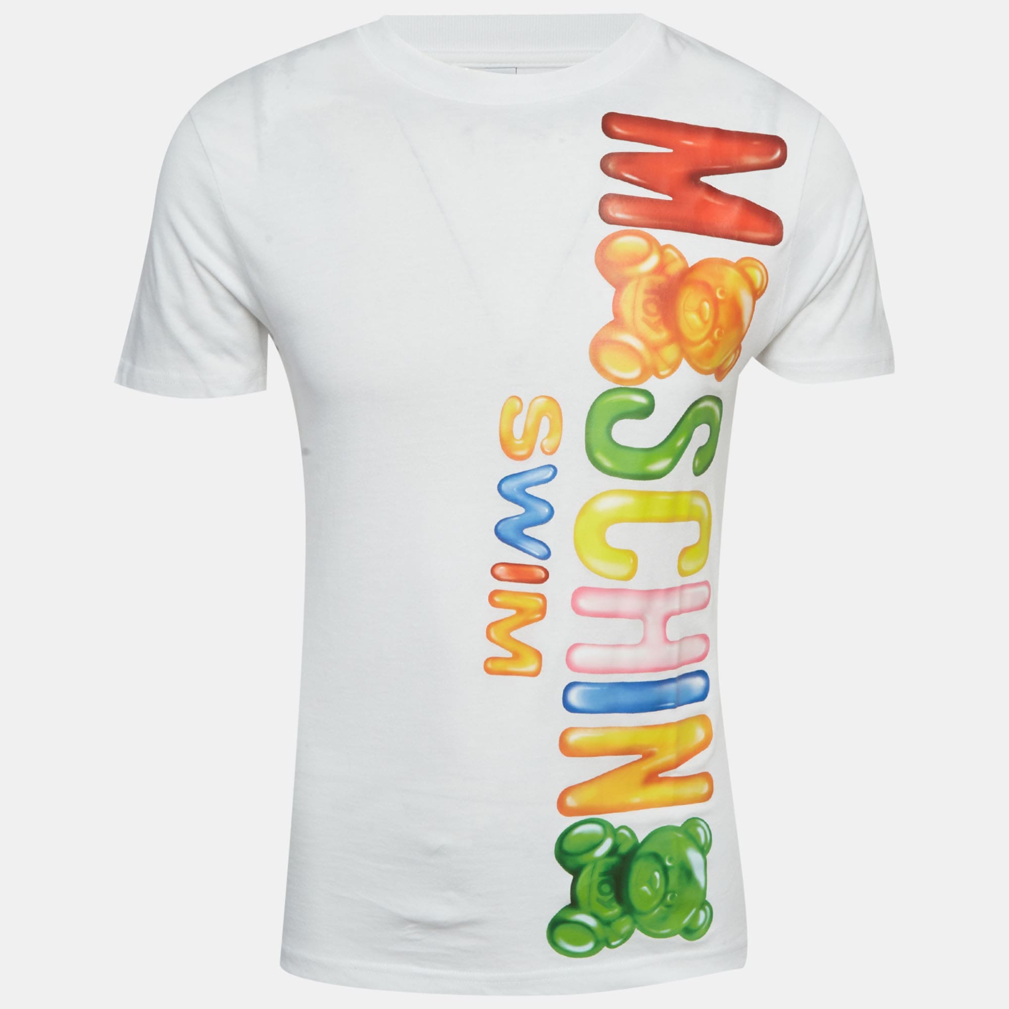 Moschino Swim White Gummy Bear Logo Print T - Shirt