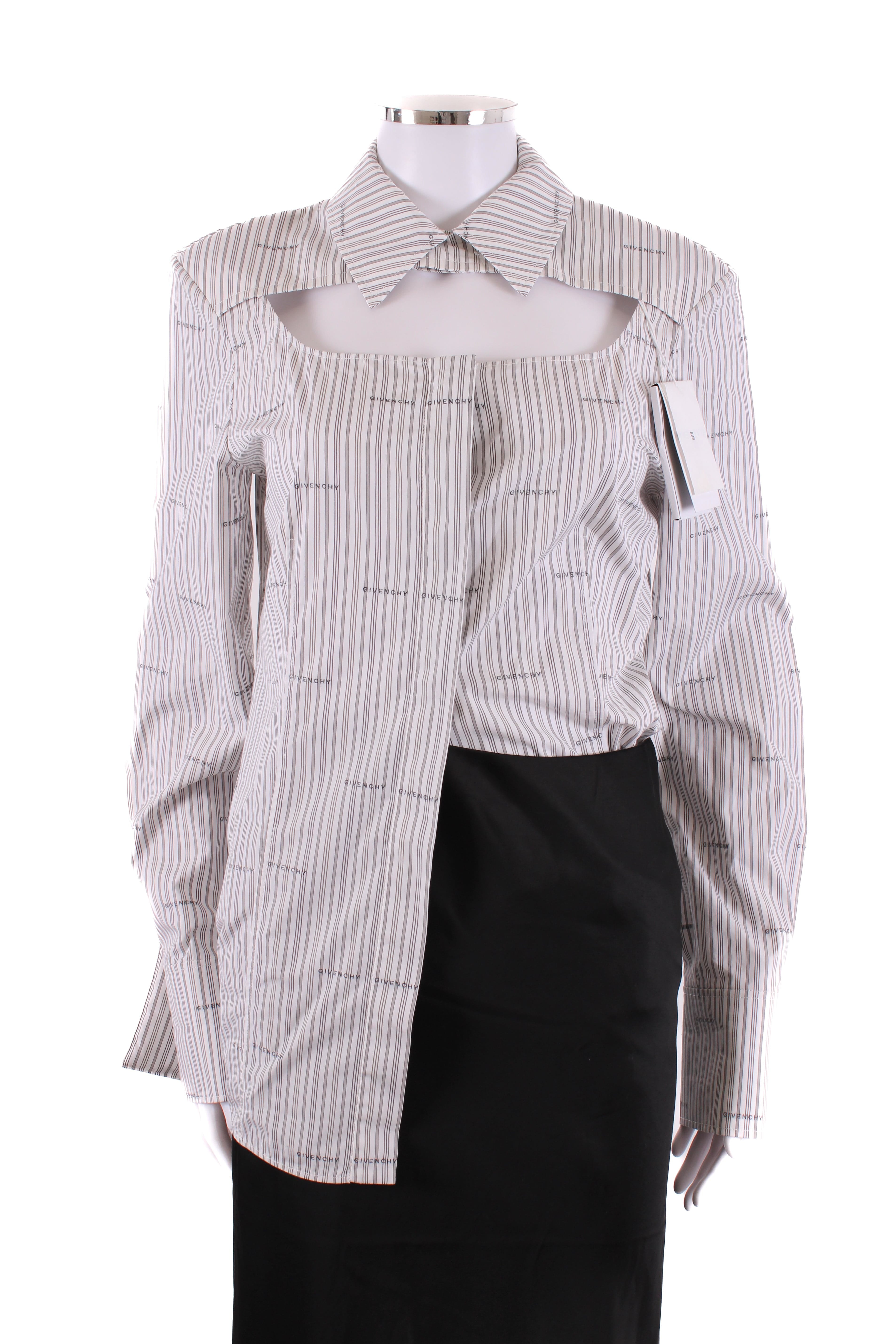 Givenchy L/S Logo Cut out Shirt White/ Grey 10