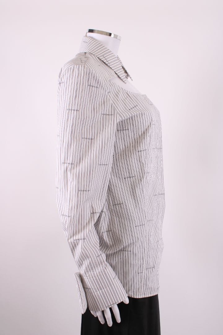 Givenchy L/S Logo Cut out Shirt White/ Grey 10