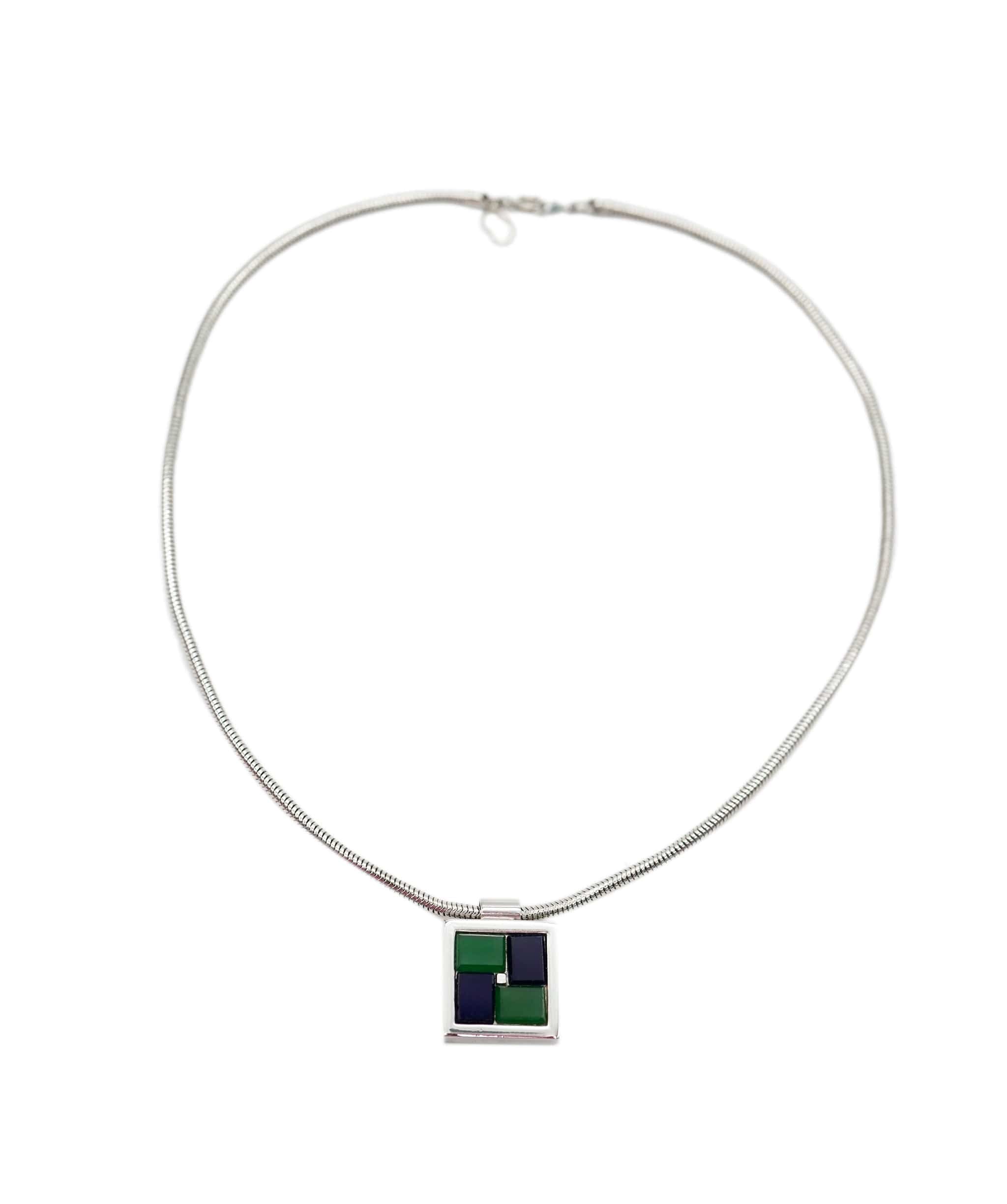 Givenchy blue & green silver earring and necklace set - AJC0832