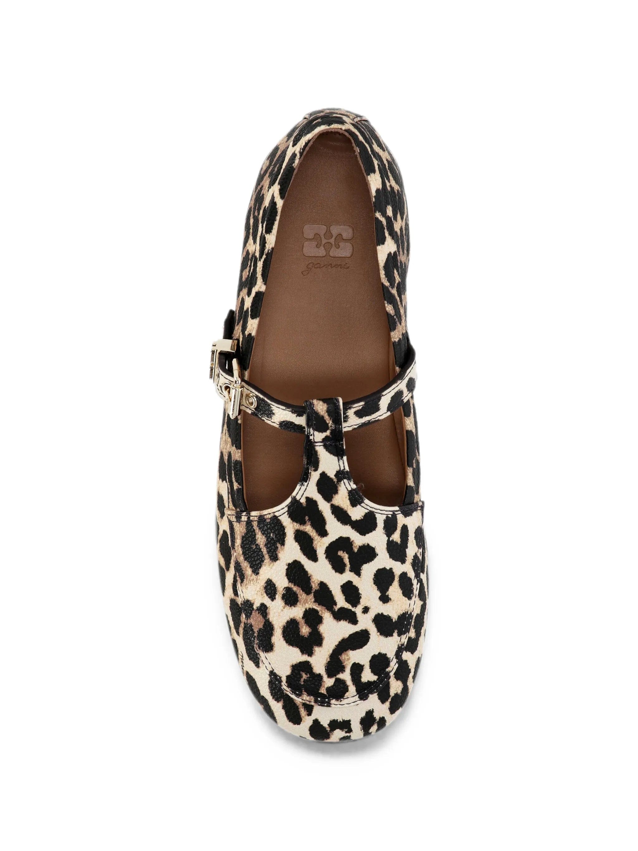GANNI leopard - print buckle - fastening ballet flats