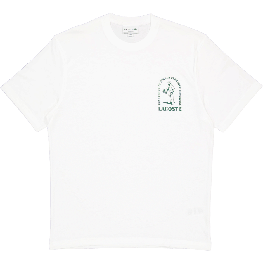 Lacoste Printed Cotton T - shirt White