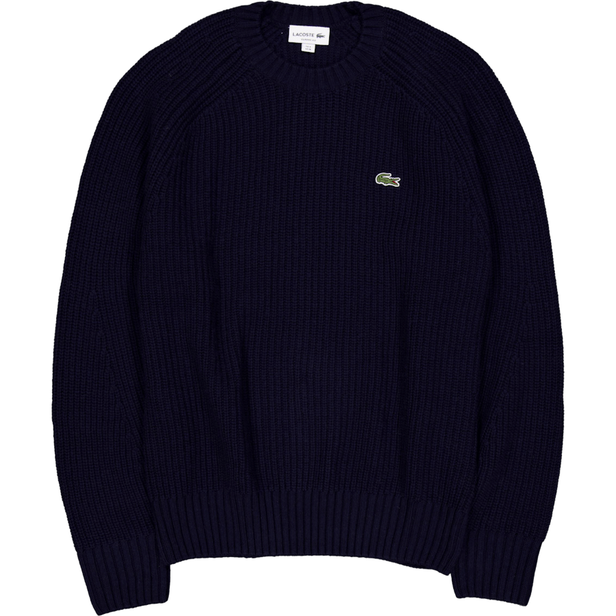 Lacoste Thick Carded Wool Crew Neck Sw Navy Blue