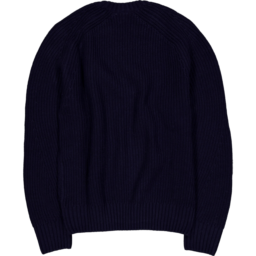 Lacoste Thick Carded Wool Crew Neck Sw Navy Blue